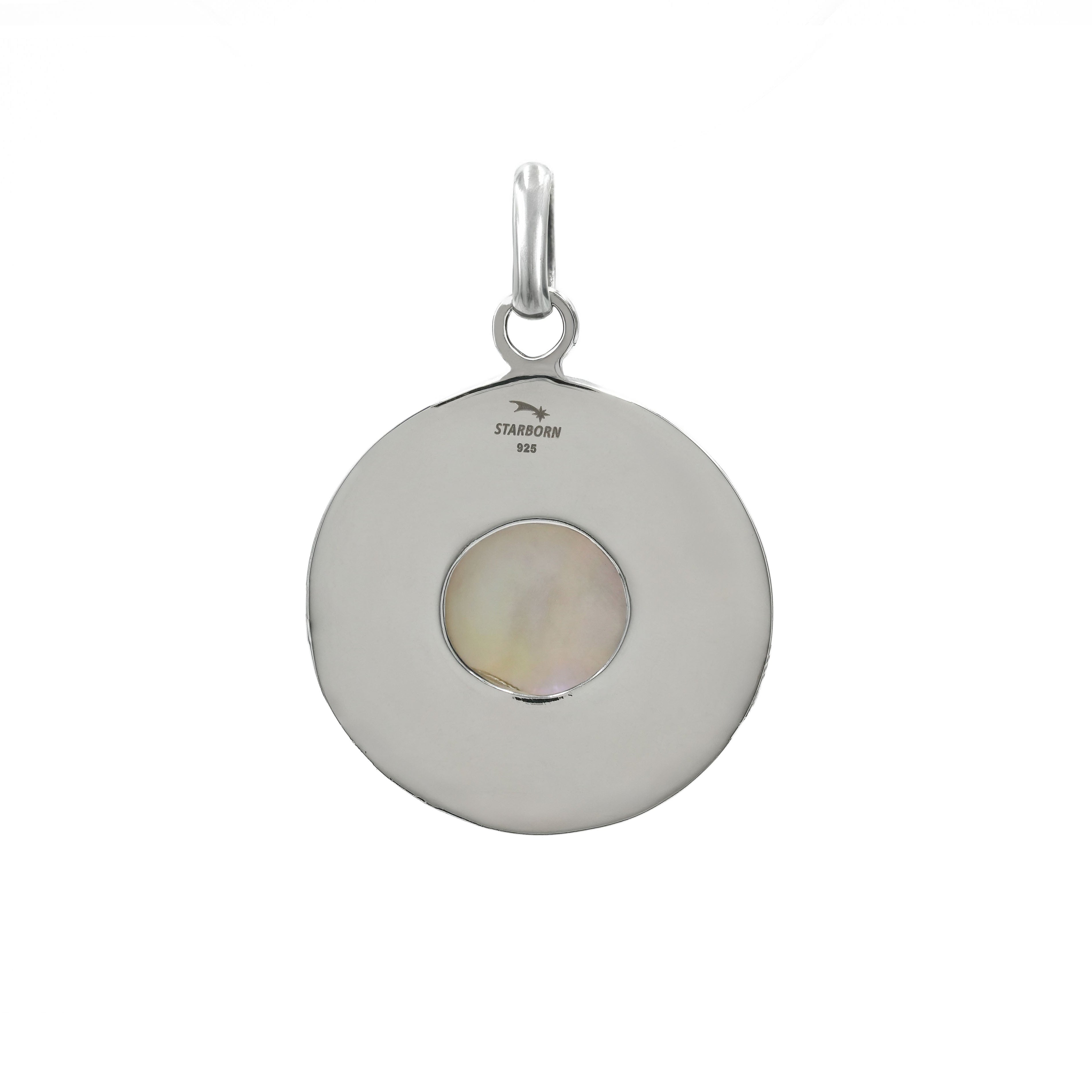 Starborn Mother of Pearl Moon Phases Pendant in Sterling Silver