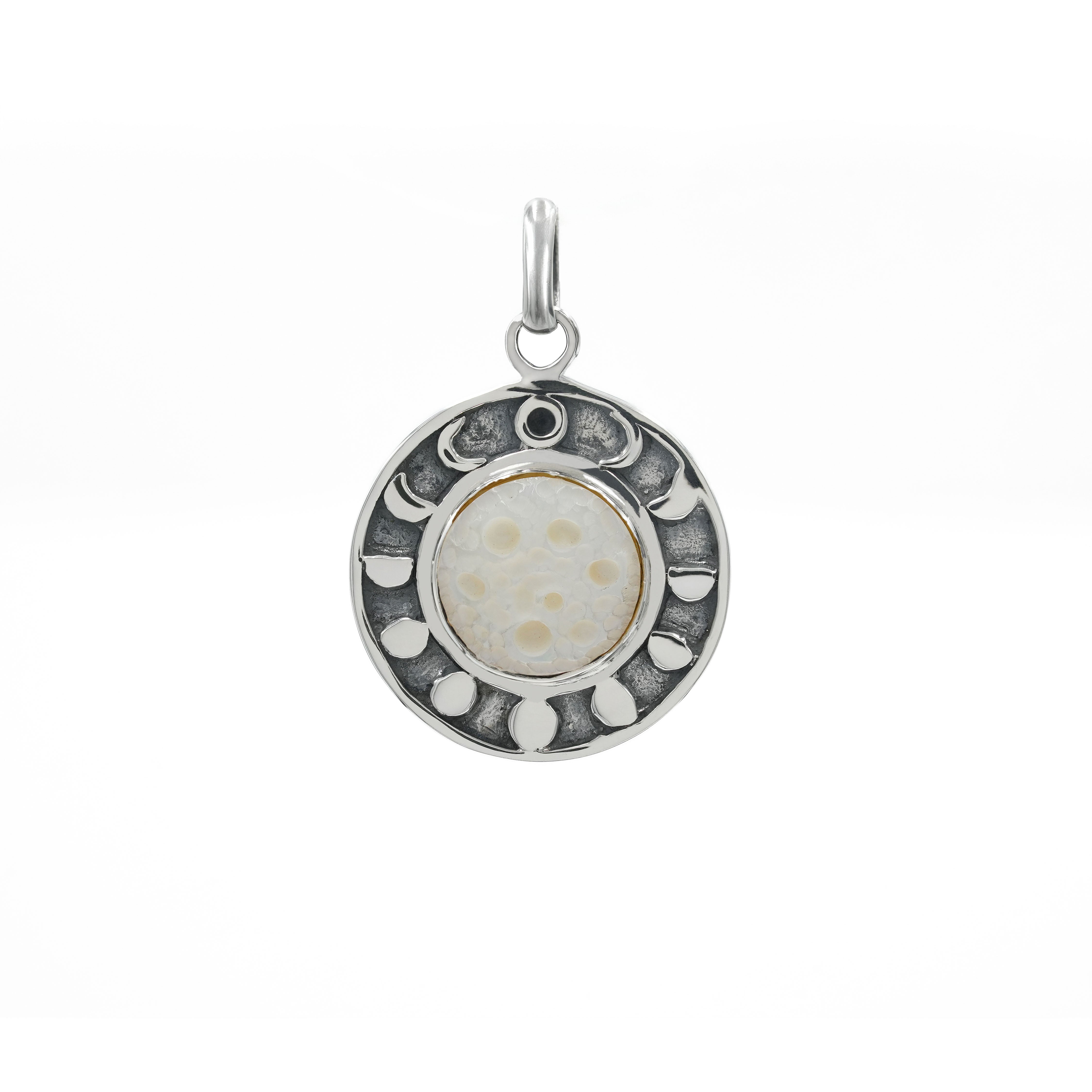 Starborn Mother of Pearl Moon Phases Pendant in Sterling Silver