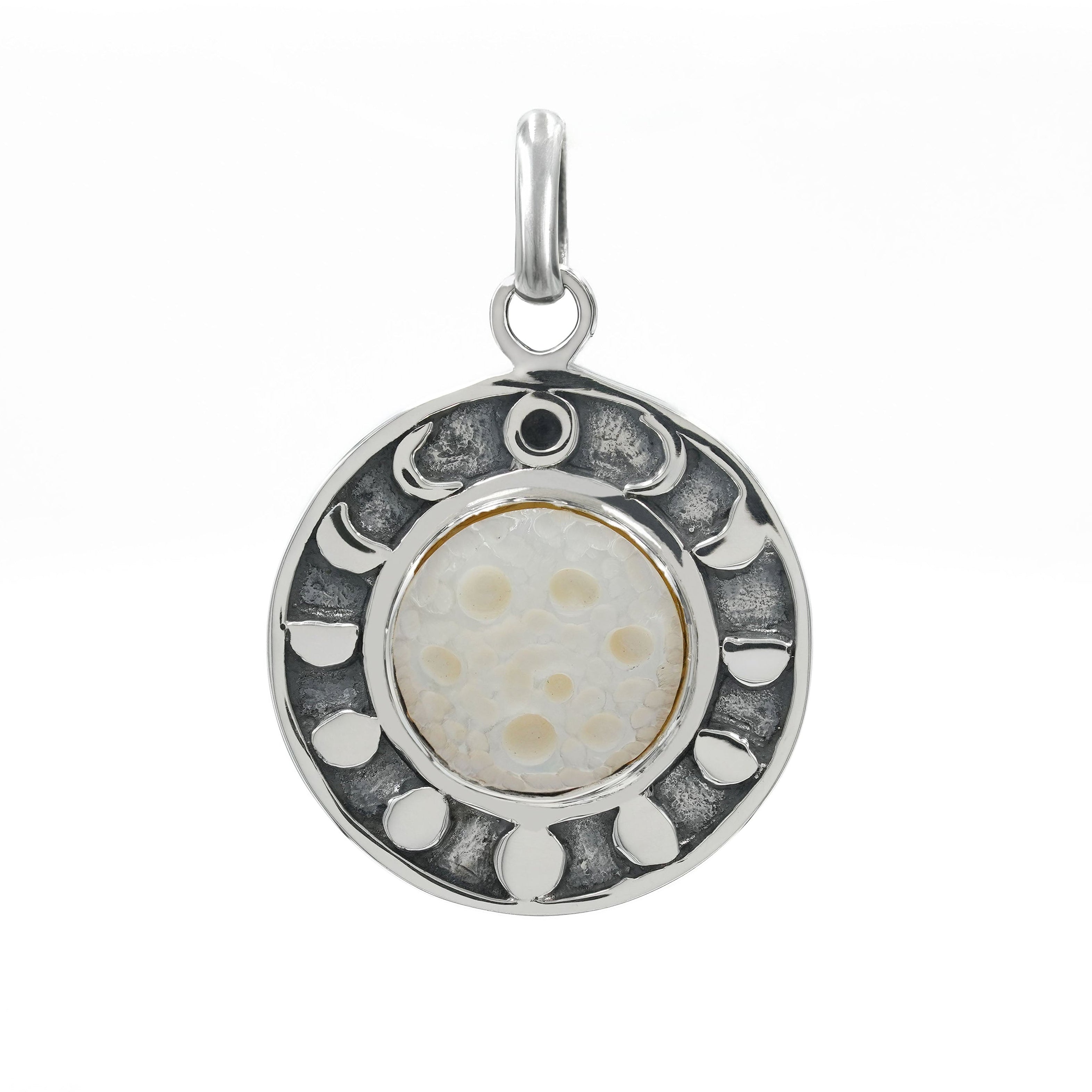 Starborn Mother of Pearl Moon Phases Pendant in Sterling Silver