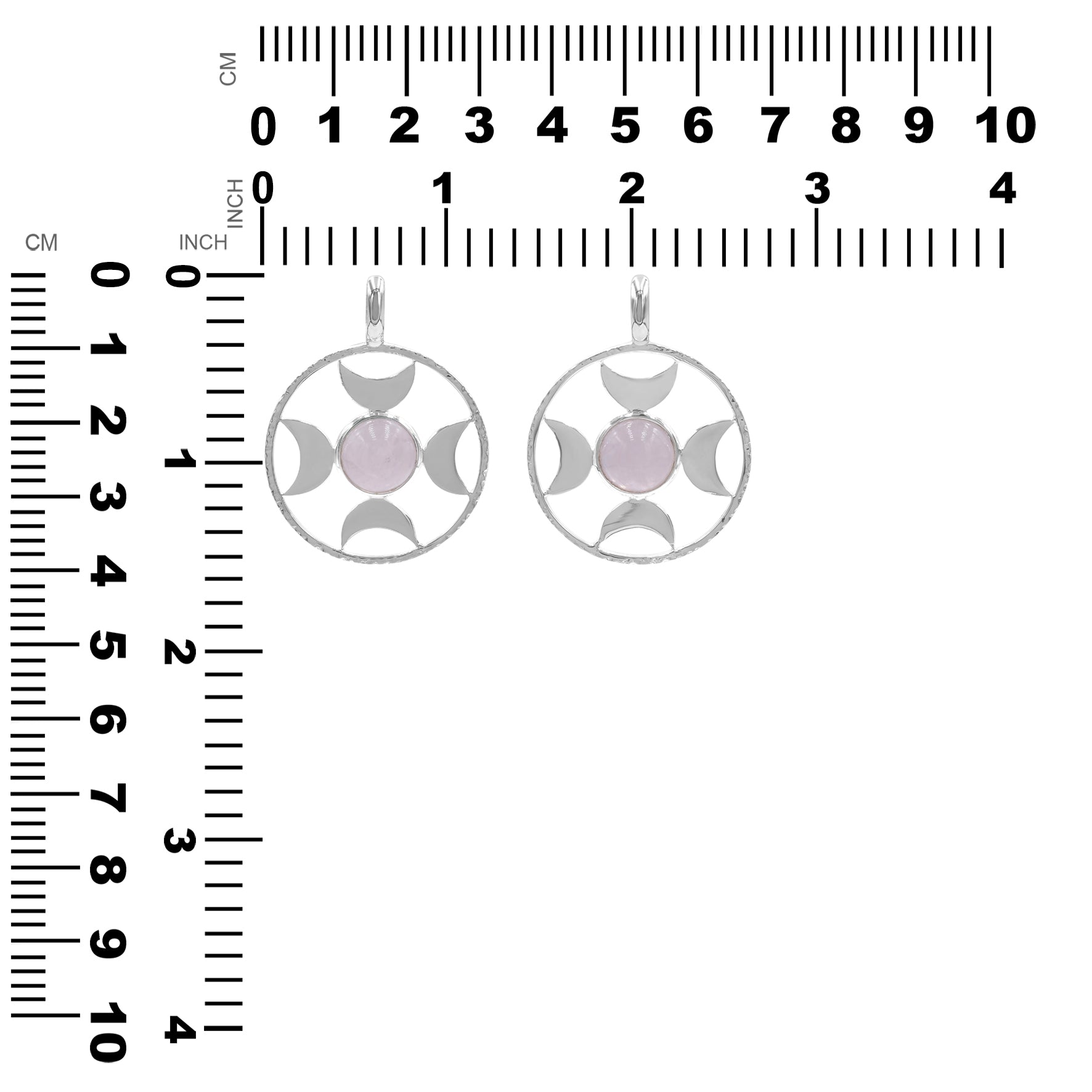 Starborn Sphere Morganite Directional Crescent Moon Pendant in Sterling Silver