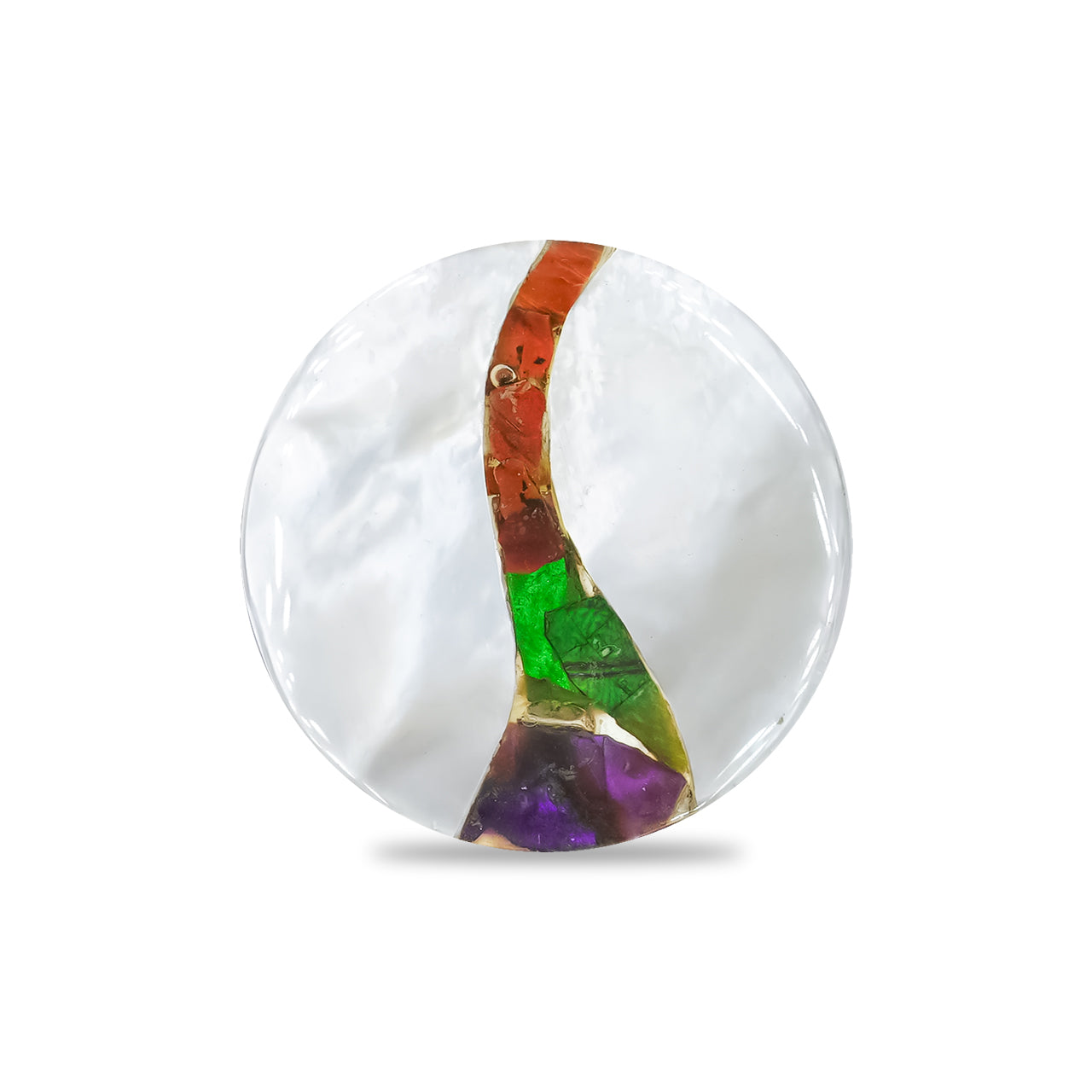 Mother of Pearl with Ammolite Inlay Round Cabochon 26 mm