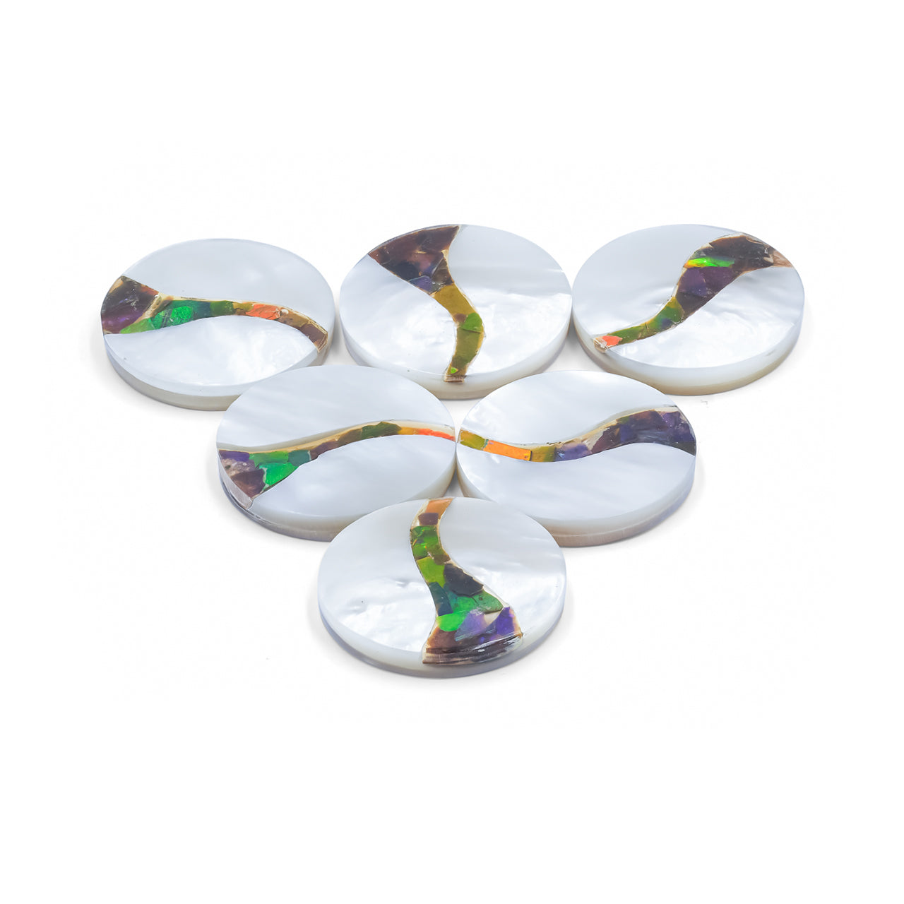 Mother of Pearl with Ammolite Inlay Round Cabochon 26 mm