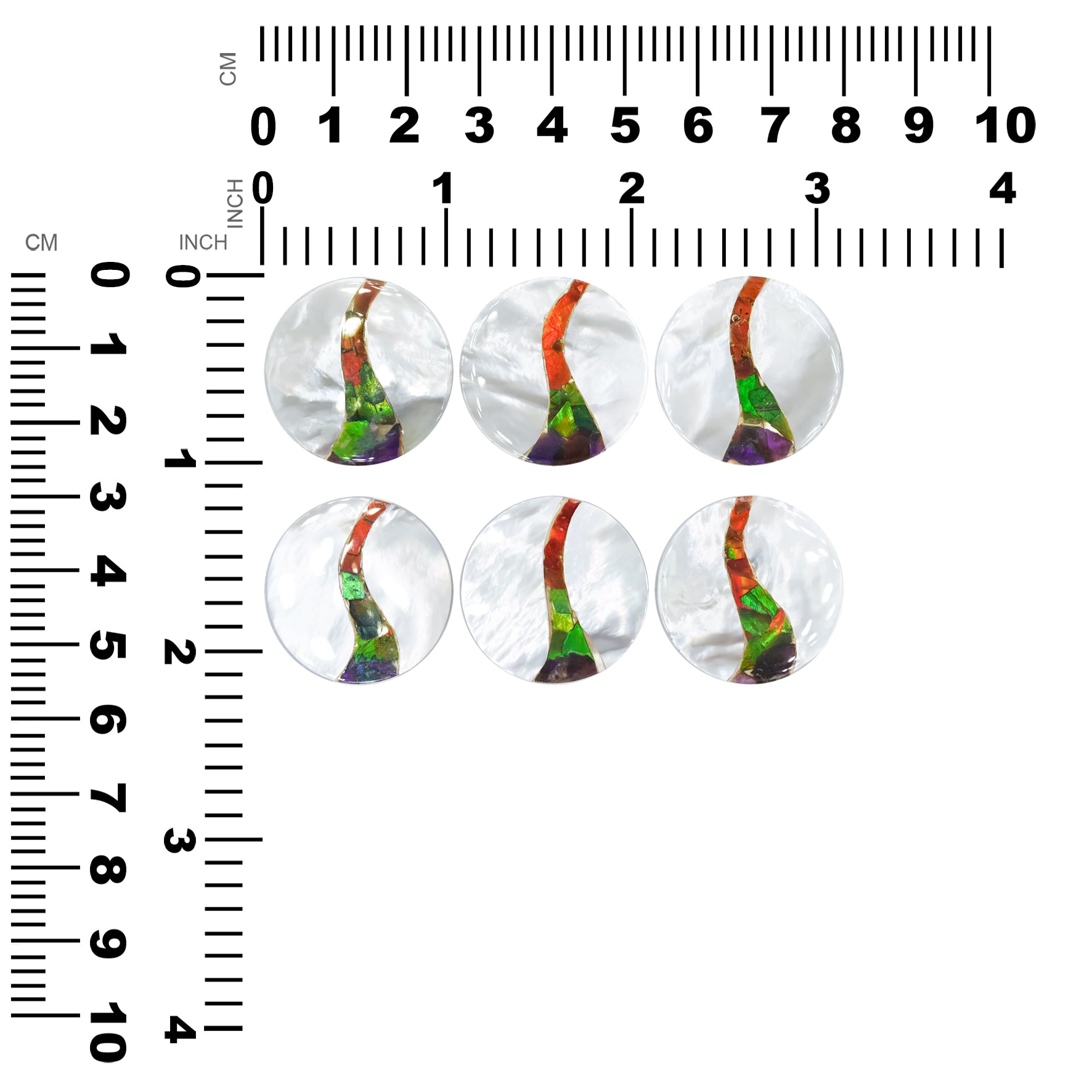 Mother of Pearl with Ammolite Inlay Round Cabochon 26 mm