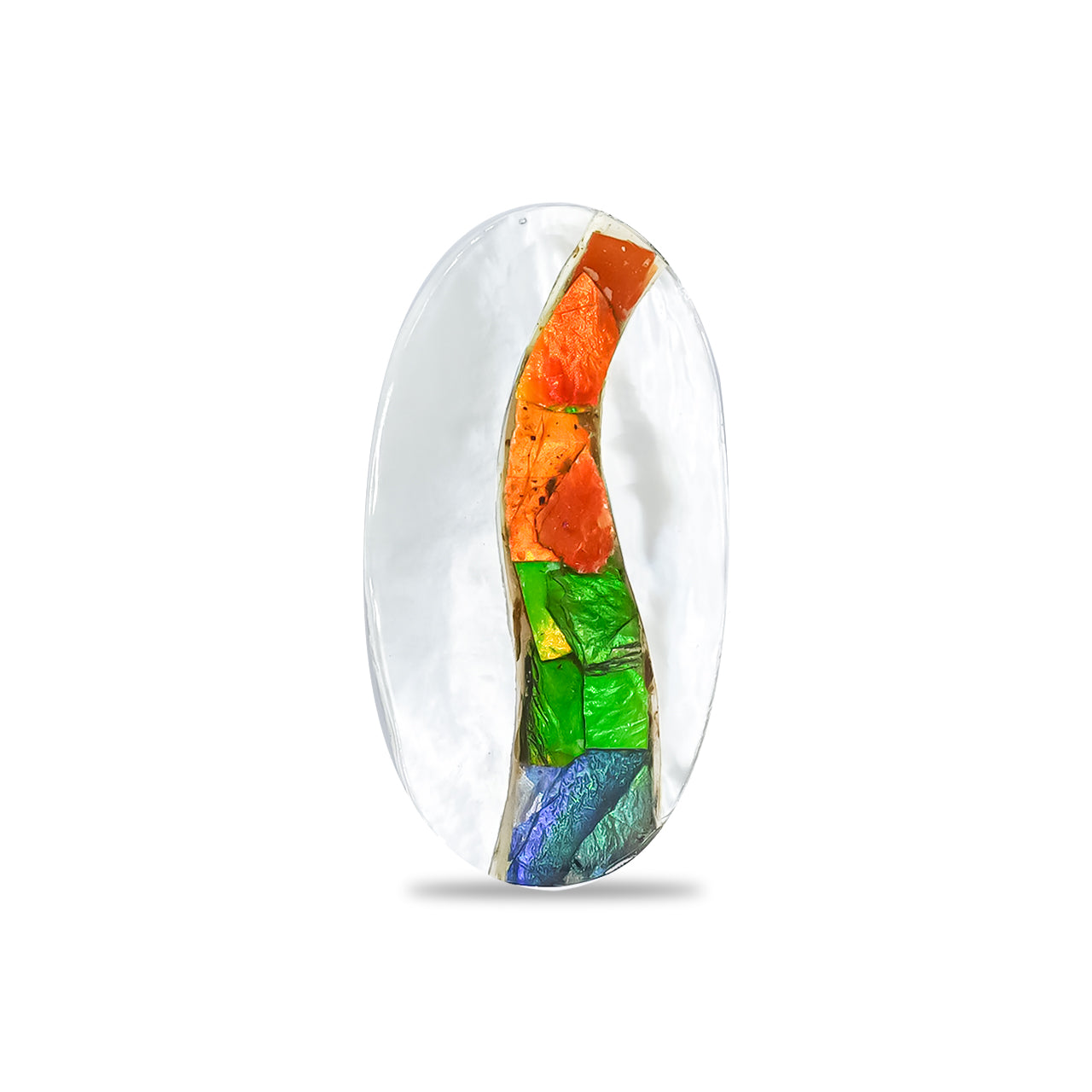 Mother of Pearl and Ammolite Inlay Oval Cabochon 28 x 18 mm
