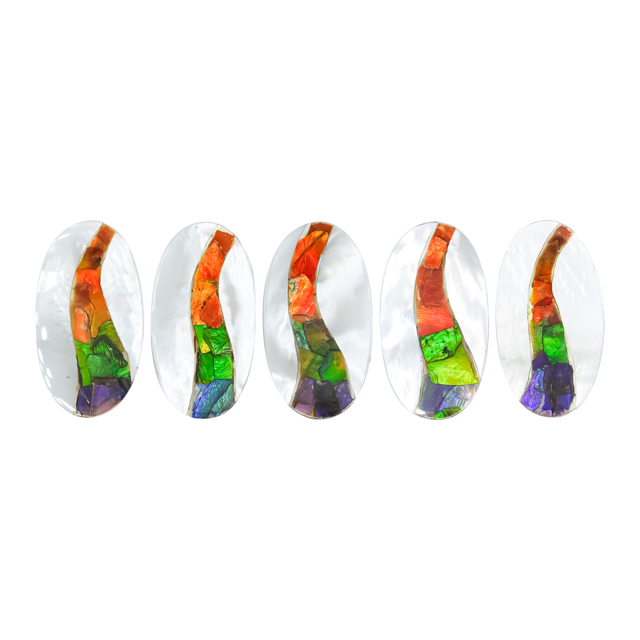 Mother of Pearl and Ammolite Inlay Oval Cabochon 28 x 18 mm