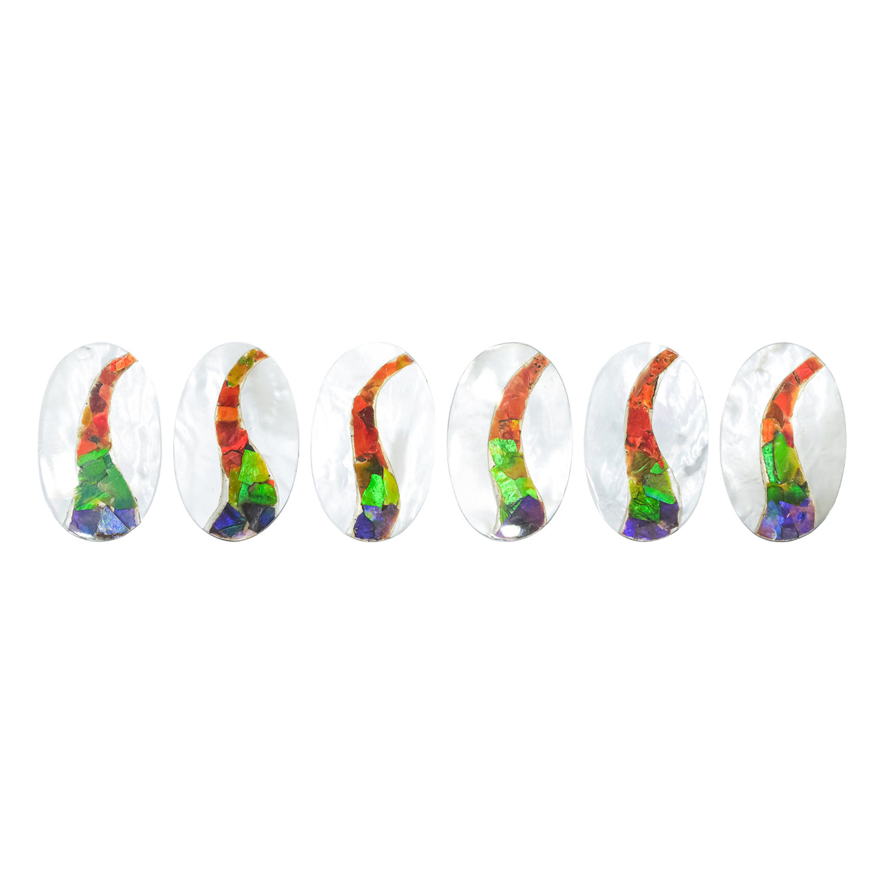 Mother of Pearl and Ammolite Inlay Oval Cabochon 28 x 18 mm