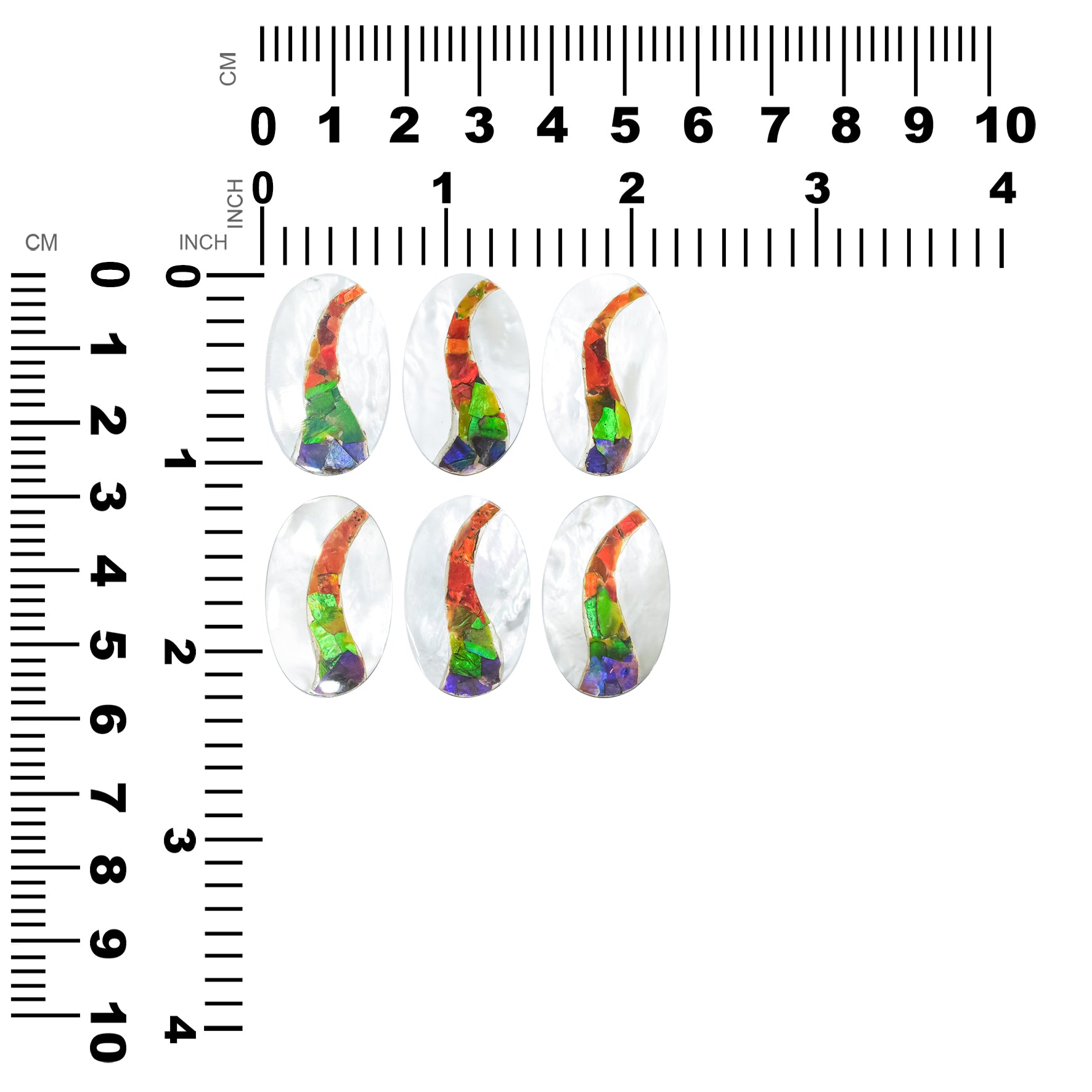 Mother of Pearl and Ammolite Inlay Oval Cabochon 28 x 18 mm