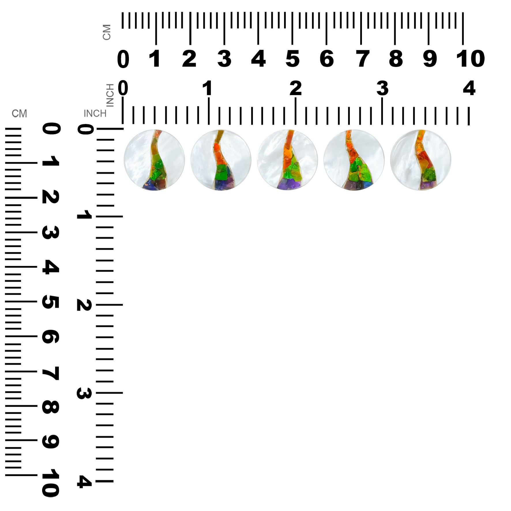 Starborn Mother of Pearl with Ammolite Inlay Round Cabochon - 1 Piece