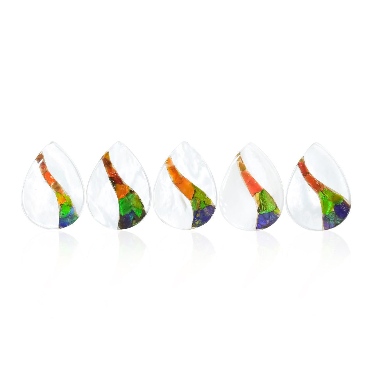 Starborn Mother of Pearl and Ammolite Inlay Pear Cabochon - 1 Piece