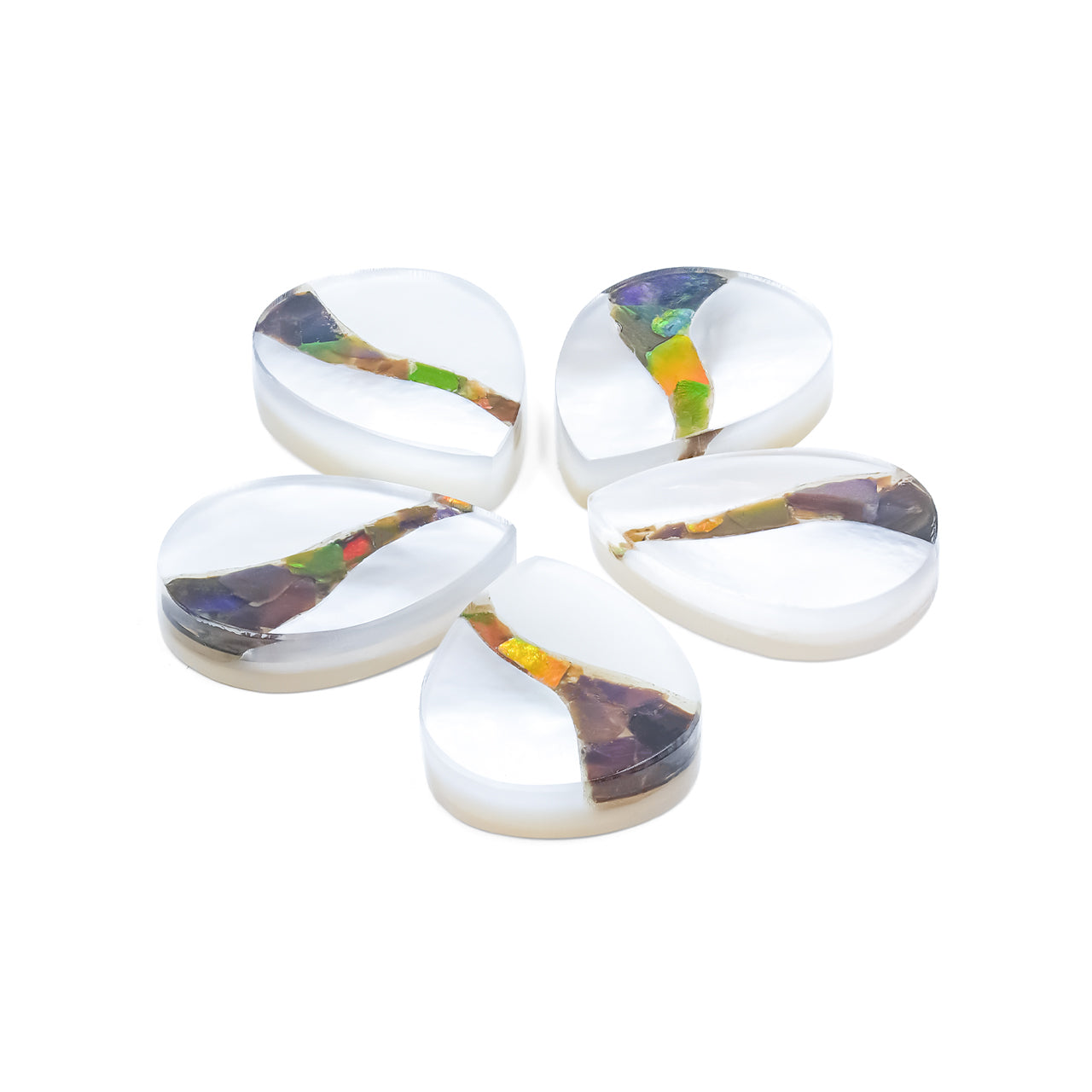 Starborn Mother of Pearl and Ammolite Inlay Pear Cabochon - 1 Piece