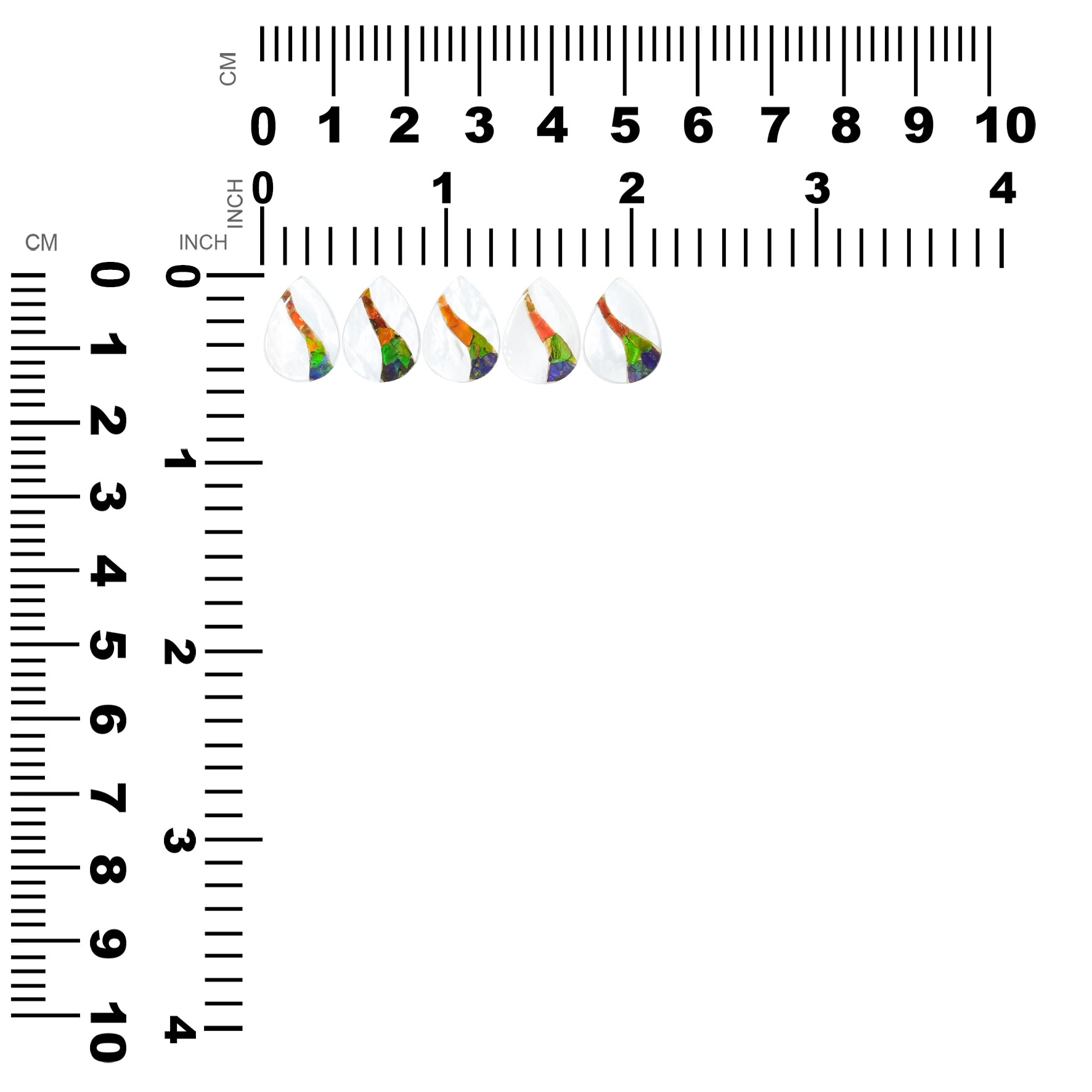 Starborn Mother of Pearl and Ammolite Inlay Pear Cabochon - 1 Piece