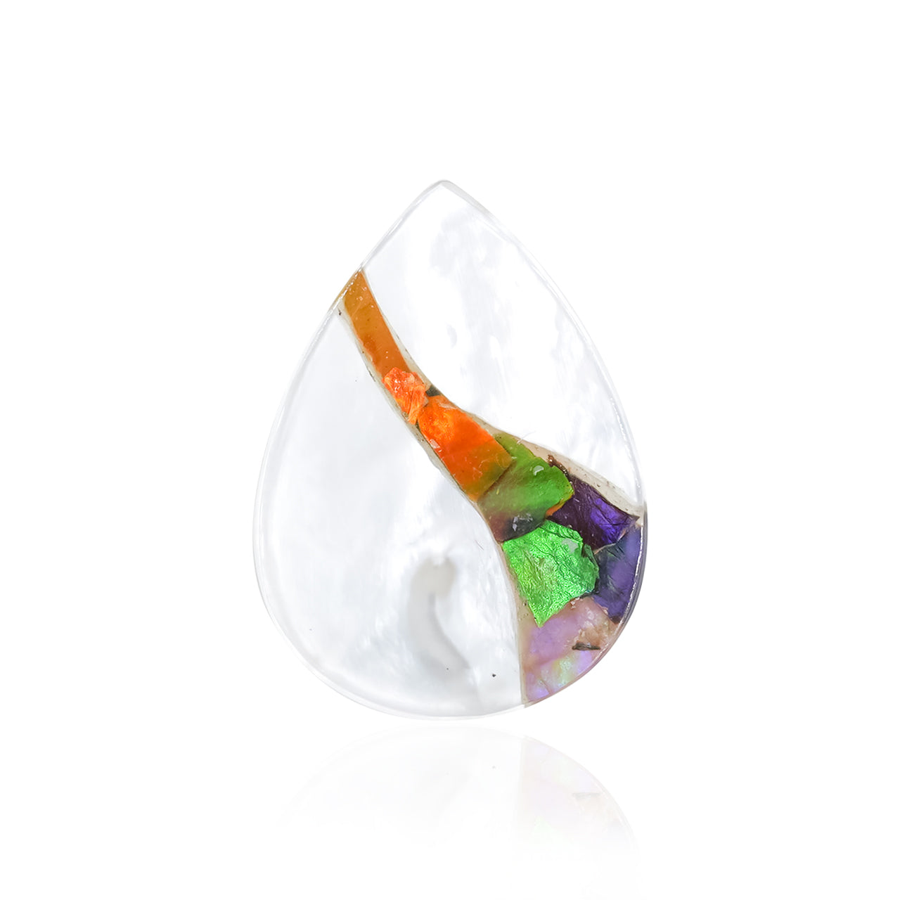 Starborn Mother of Pearl and Ammolite Inlay Pear Cabochon - 1 Piece