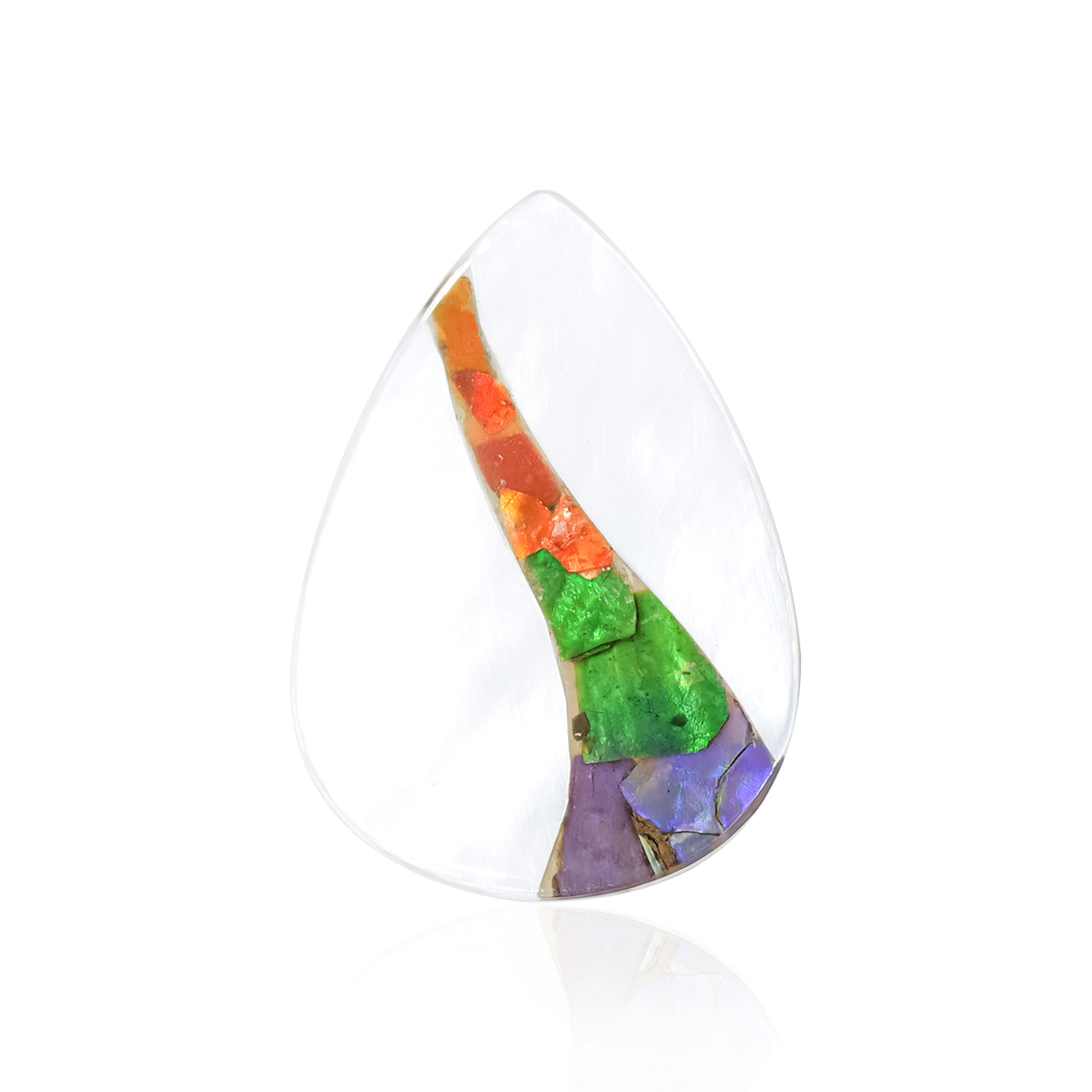 Starborn Mother of Pearl and Ammolite Inlay Pear Cabochon - 1 Piece
