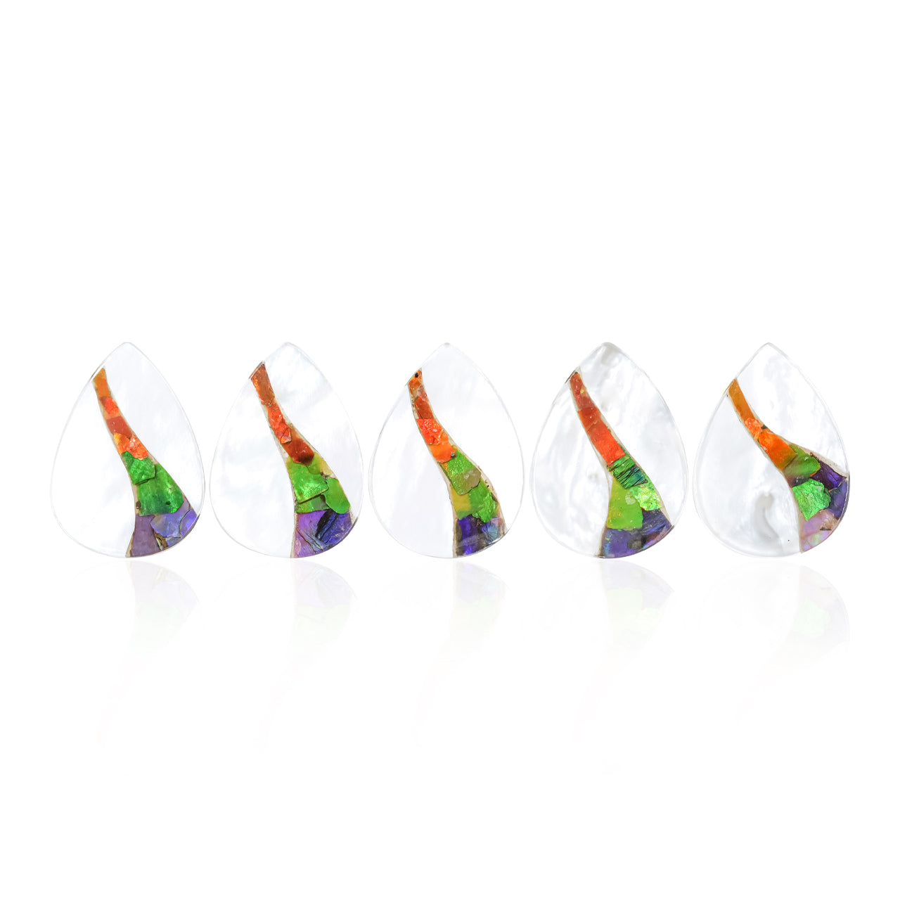 Starborn Mother of Pearl and Ammolite Inlay Pear Cabochon - 1 Piece