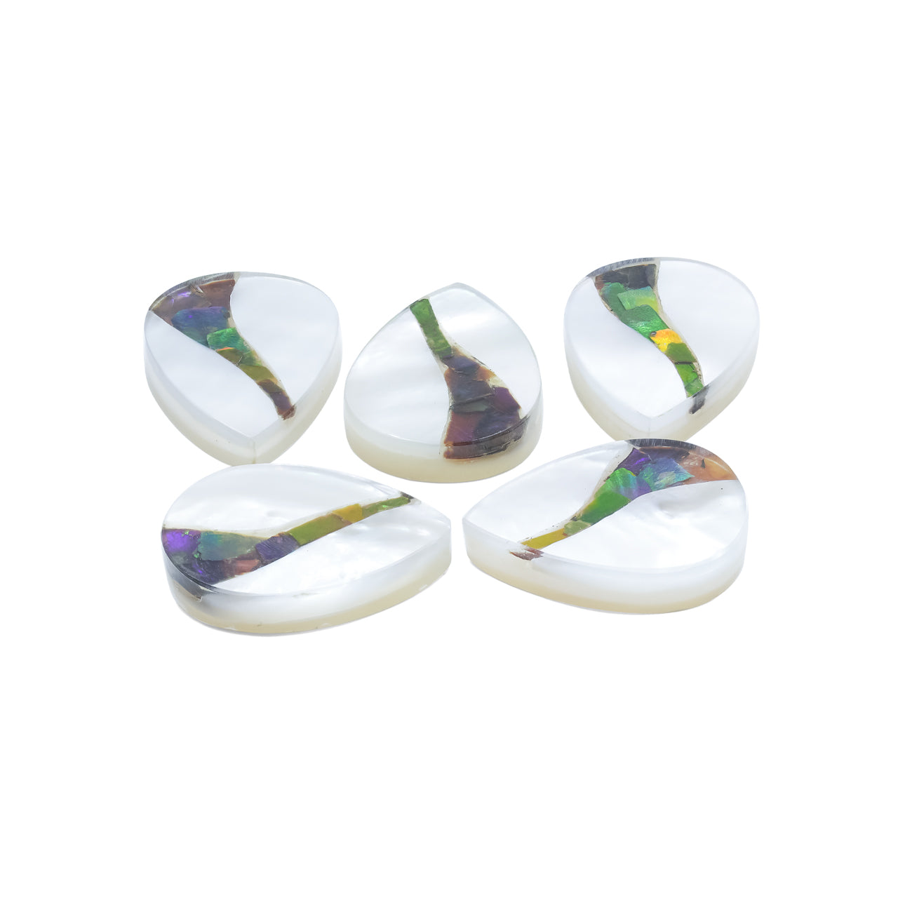 Starborn Mother of Pearl and Ammolite Inlay Pear Cabochon - 1 Piece
