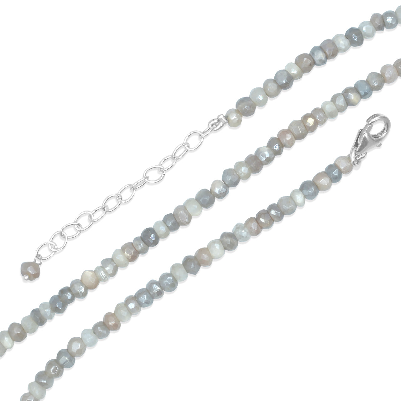 Starborn Silver Moonstone Rondelle Faceted Bead Chain Necklace
