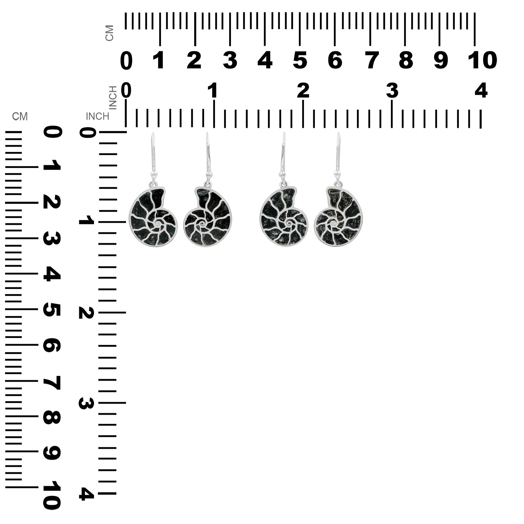 Arete Starborn Nautilus amonita con incrustaciones de piedras preciosas en plata de ley - Extra pequeño
