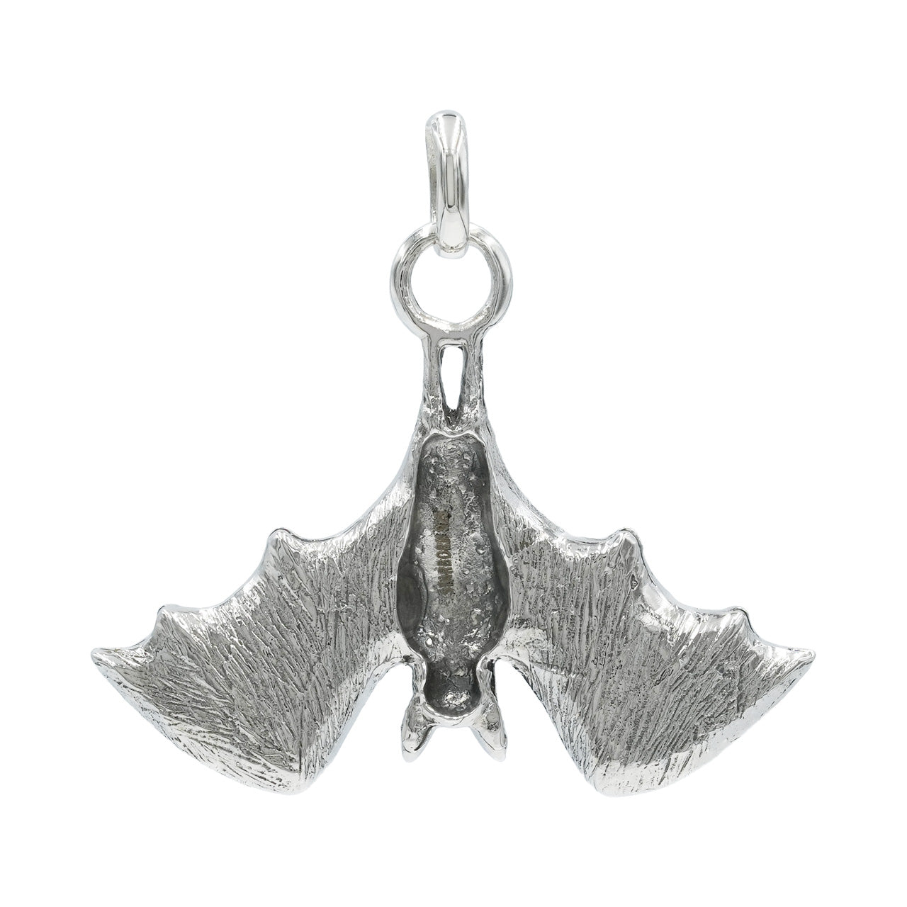 Starborn Black Muscovite Hanging Bat Pendant in Sterling Silver