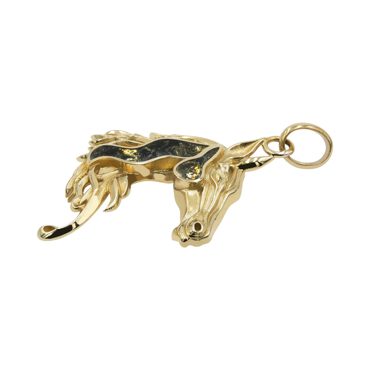 Starborn Horse Head Pendant with Golden Muscovite Inlay in Sterling Silver