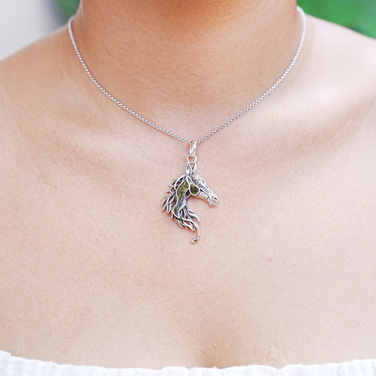 Starborn Horse Head Pendant with Golden Muscovite Inlay