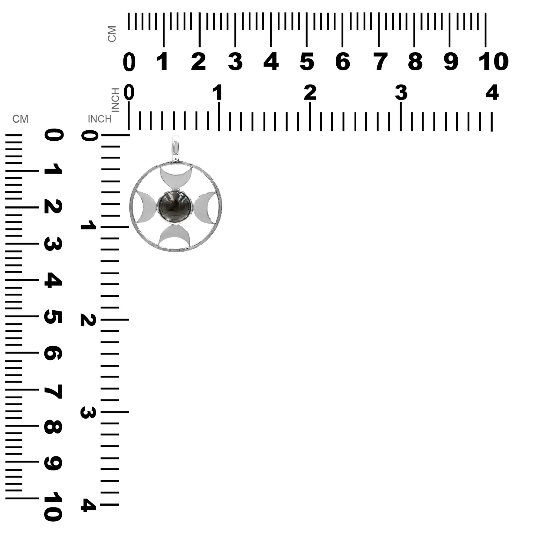 Starborn Galaxy Obsidian Sphere Directional Crescent Moon Pendant in Sterling Silver