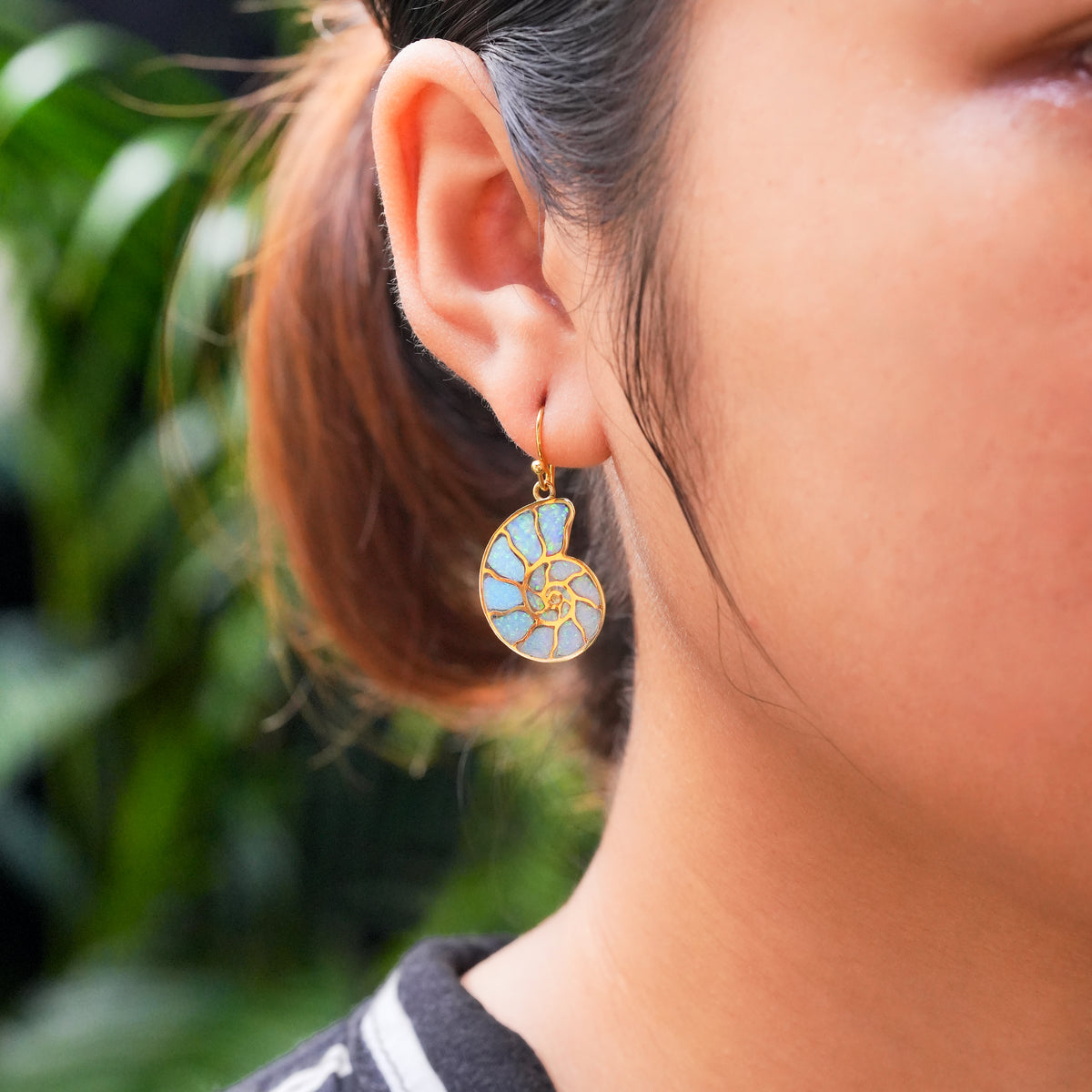Starborn Cultured Opal Inlay Nautilus Earrings