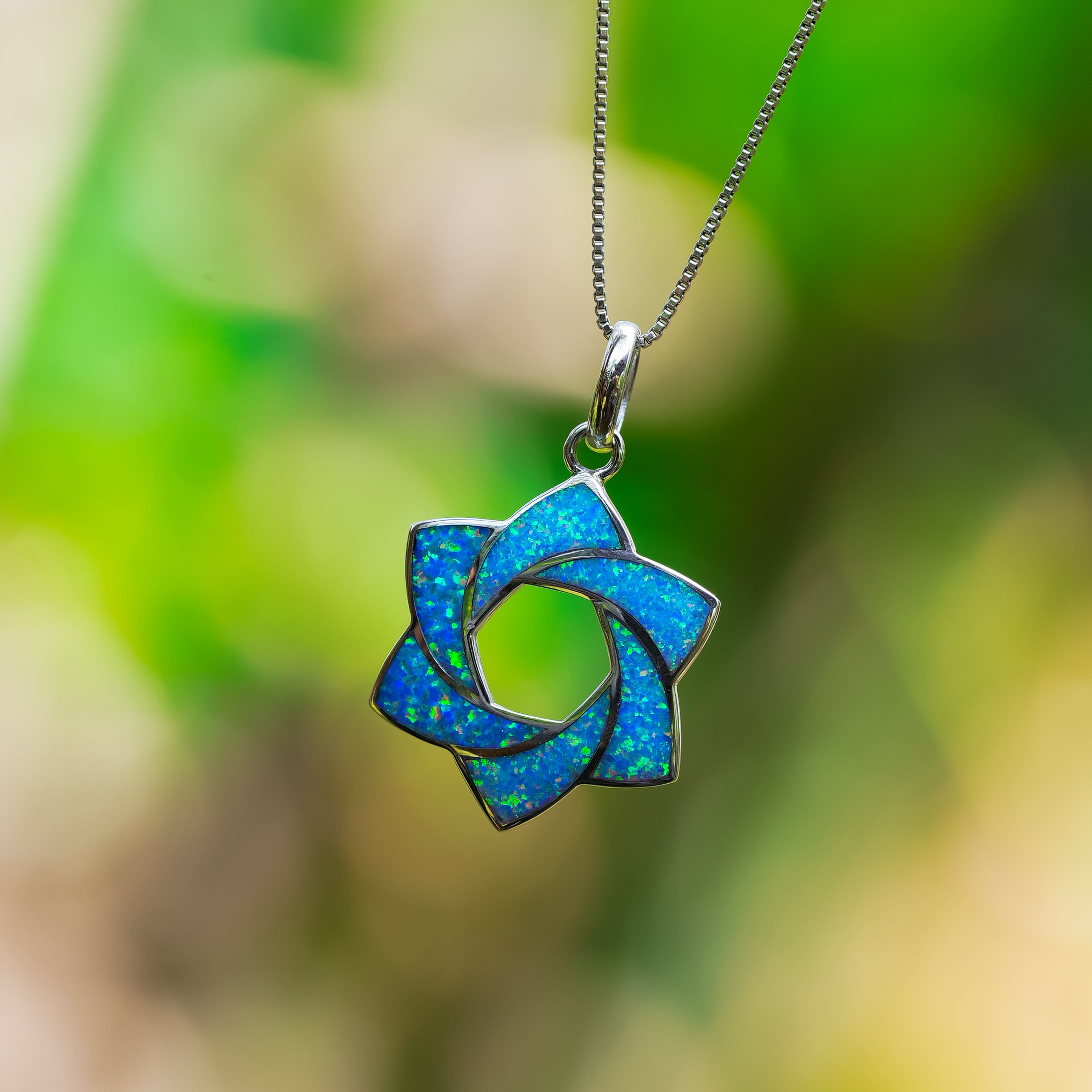 Starborn Gemstone 6-Point Knot Pendant in Sterling Silver