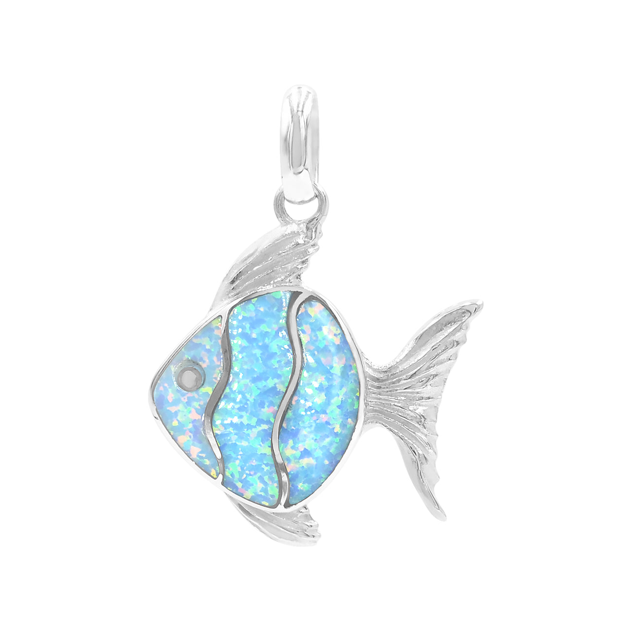 Colgante con forma de pez con incrustaciones de piedras preciosas encantadoras de Starborn en plata de ley