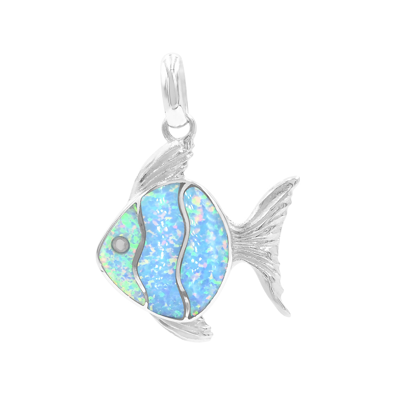 Colgante con forma de pez con incrustaciones de piedras preciosas encantadoras de Starborn en plata de ley