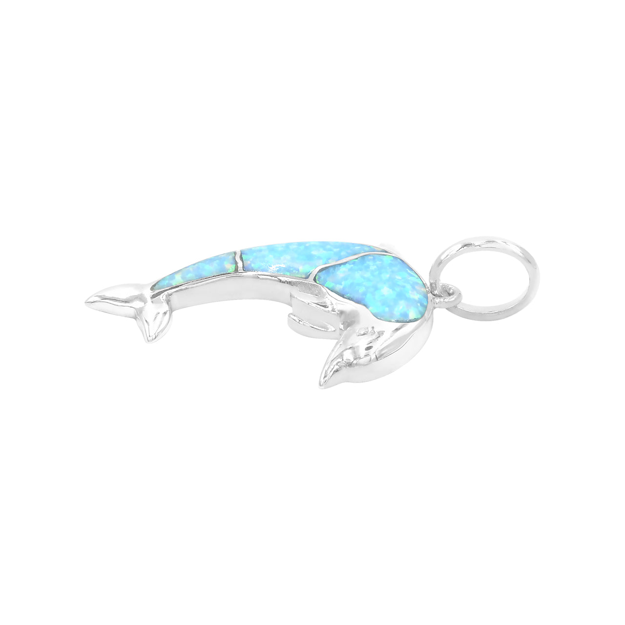 Starborn Gemstone Inlay Dolphin Pendant in Sterling Silver