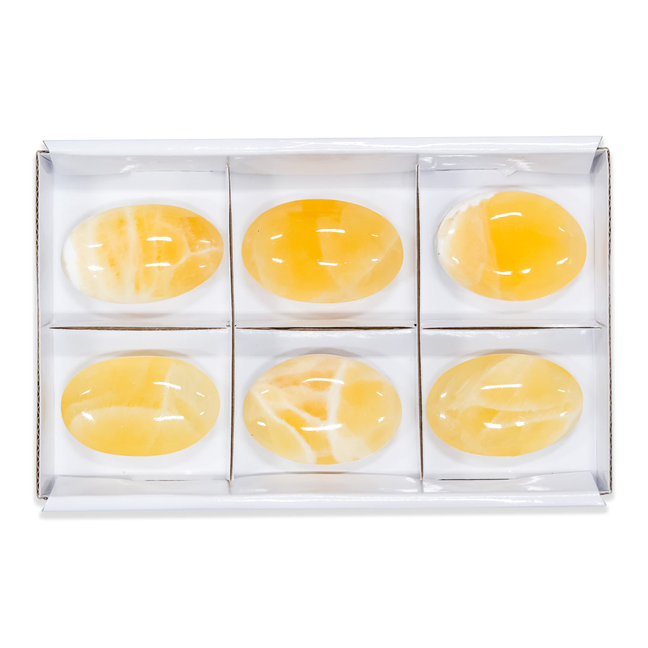 Starborn Orange Calcite Palm Stone 350 grams - 6 Pieces