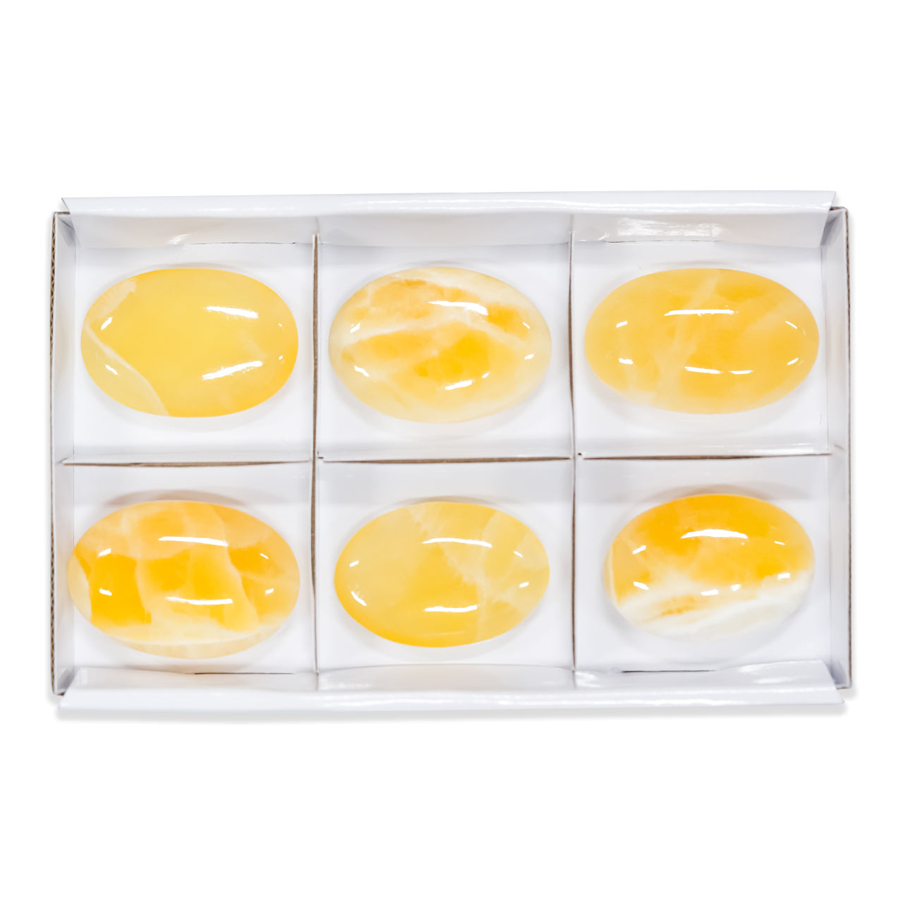 Starborn Orange Calcite Palm Stone 350 grams - 6 Pieces