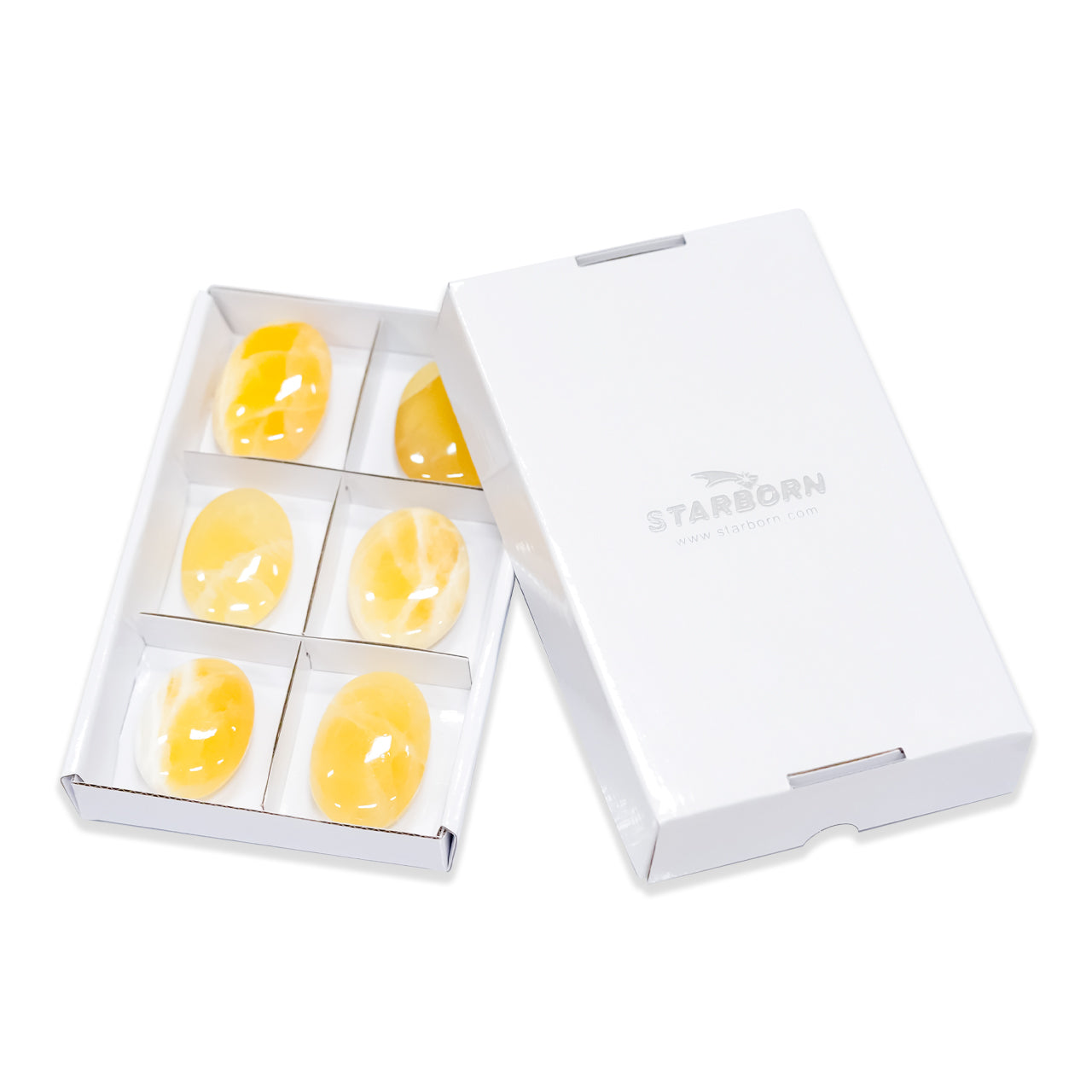 Starborn Orange Calcite Palm Stone 350 grams - 6 Pieces