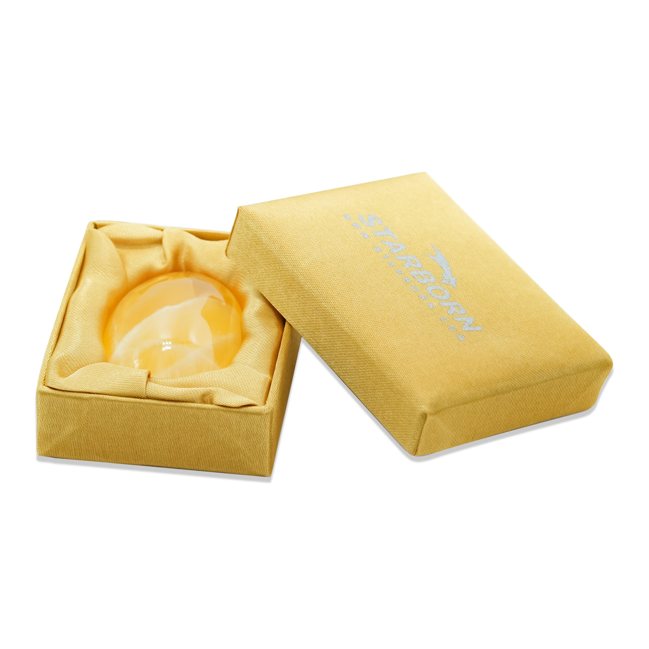 Starborn Orange Calcite Polished Oval Palm Stone - 1 Piece