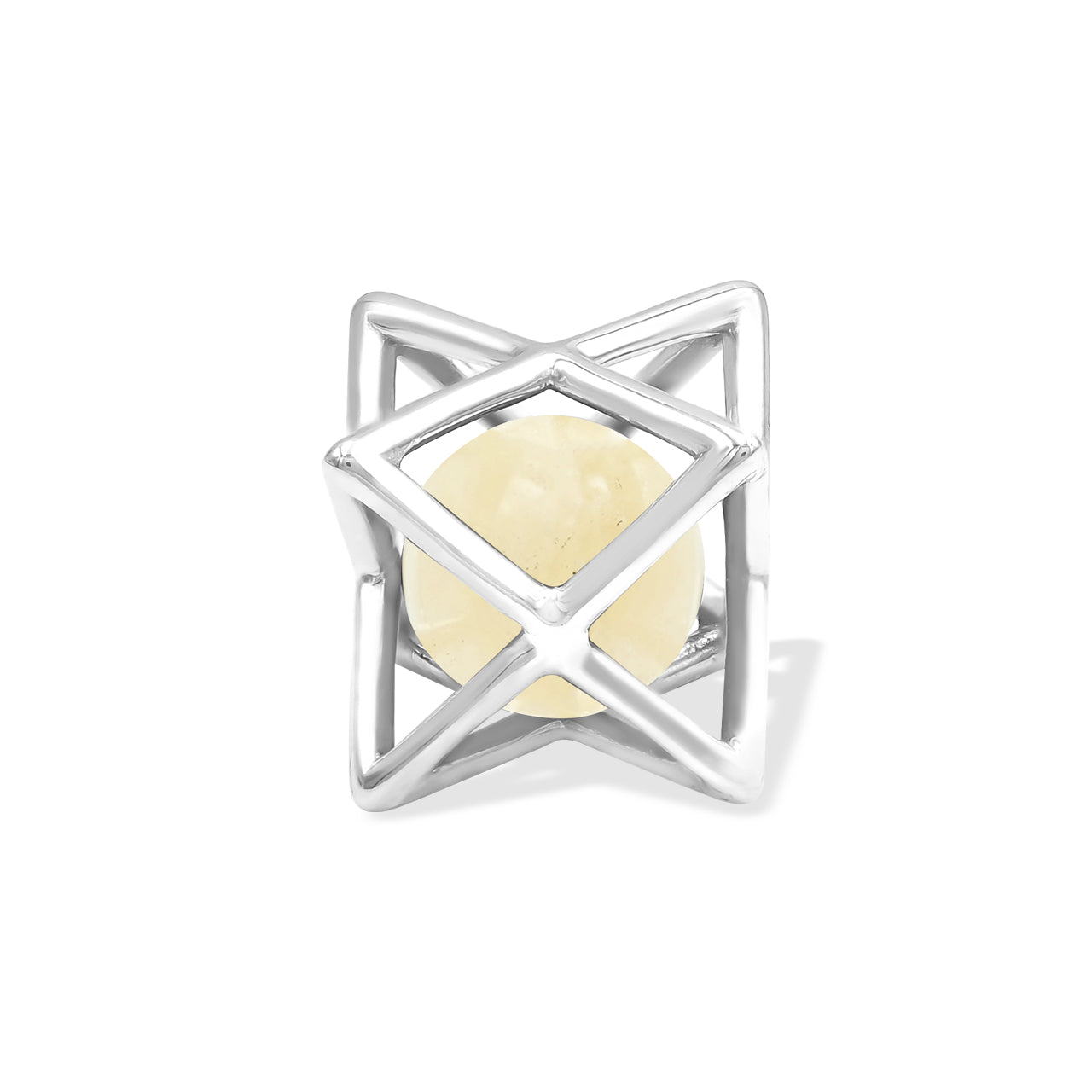 Starborn Merkabah Cage Gemstone Sphere with Sterling Silver Pendant and Chain