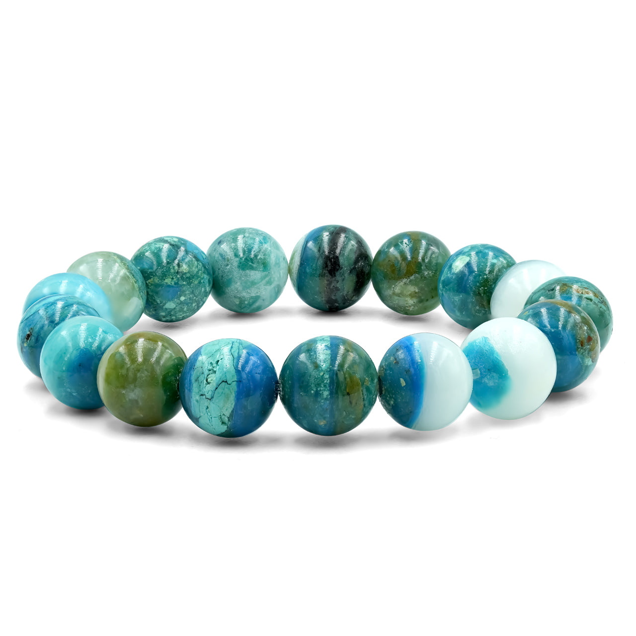 Starborn 12mm Peruvian Blue Opal Beaded Elastic Bracelet