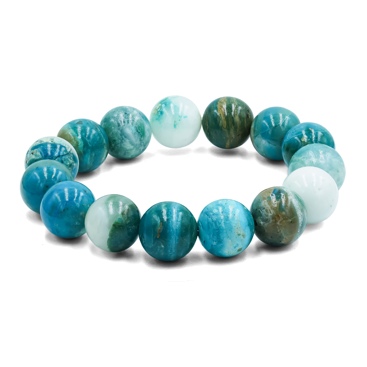 Starborn 12mm Peruvian Blue Opal Beaded Elastic Bracelet