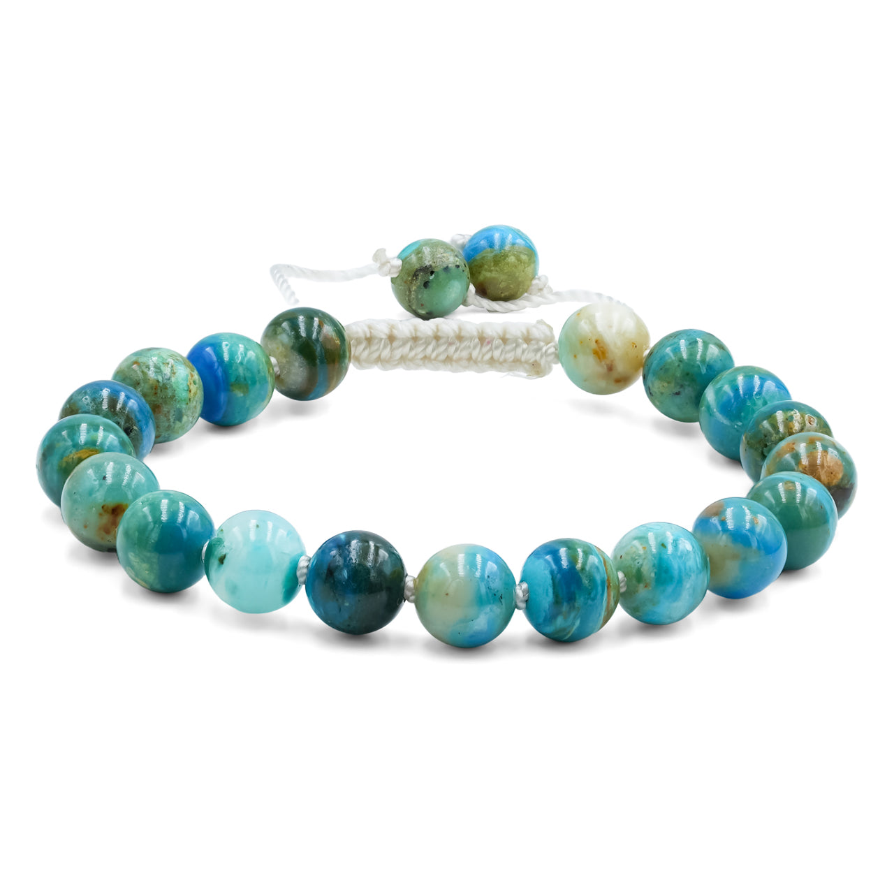 Starborn 8 mm Peruvian Blue Opal Beaded Adjustable Bracelet