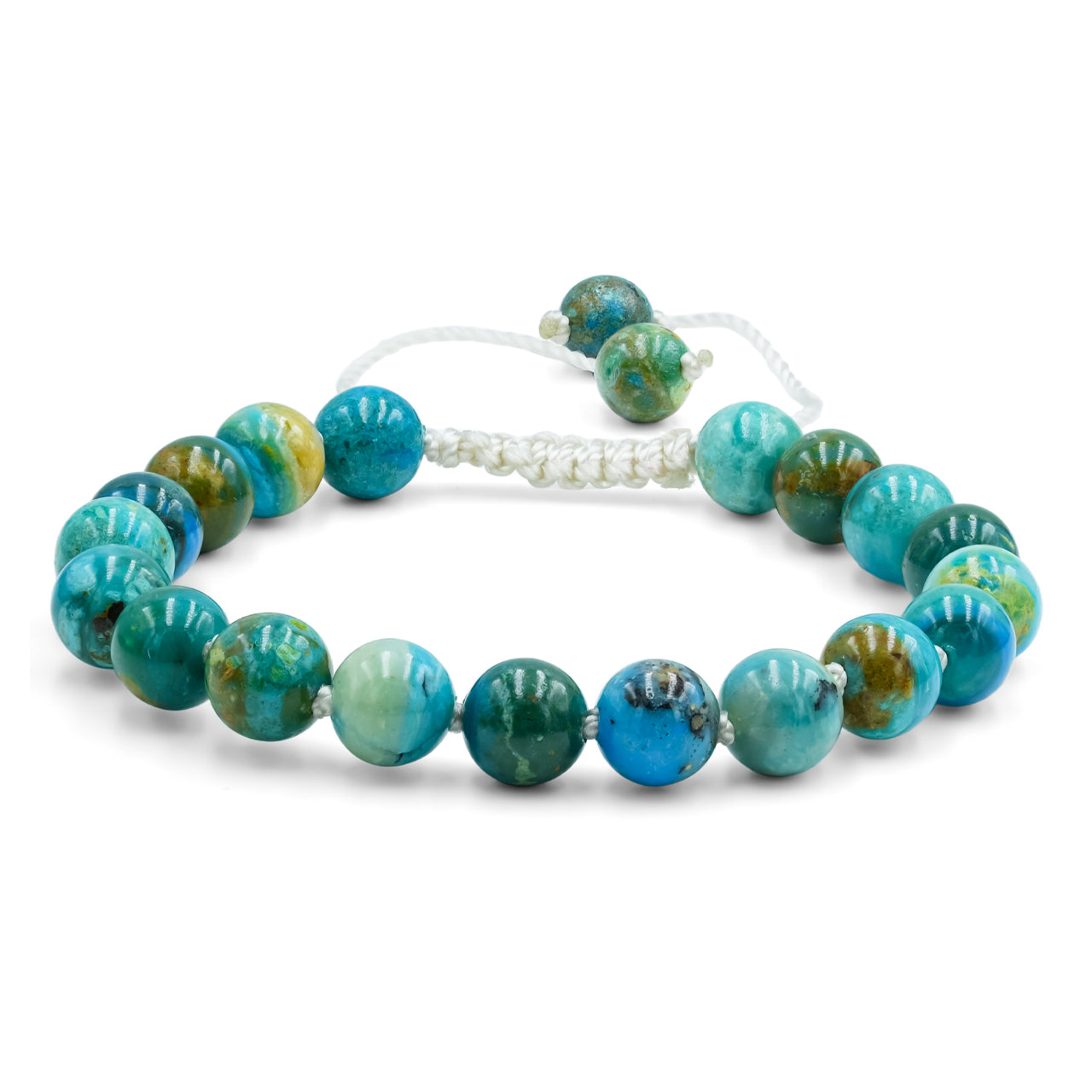 Starborn 8 mm Peruvian Blue Opal Beaded Adjustable Bracelet