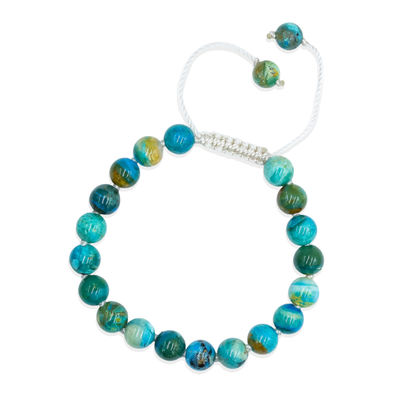 Starborn 8 mm Peruvian Blue Opal Beaded Adjustable Bracelet