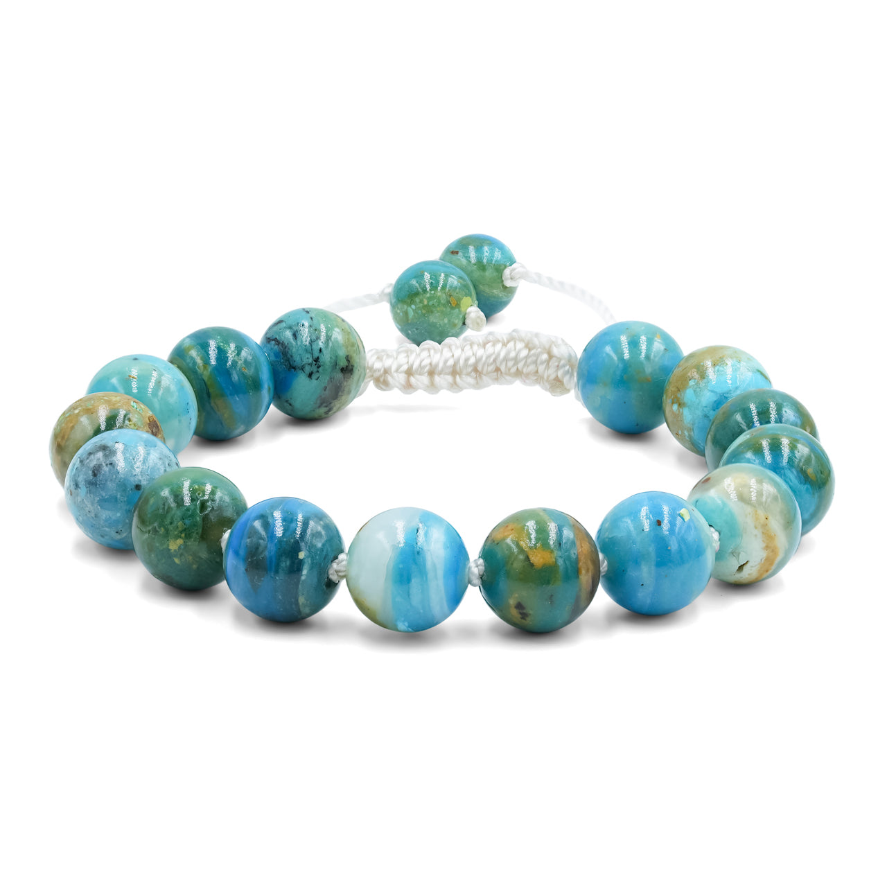 Starborn 10 mm Peruvian Blue Opal Beaded Adjustable Bracelet