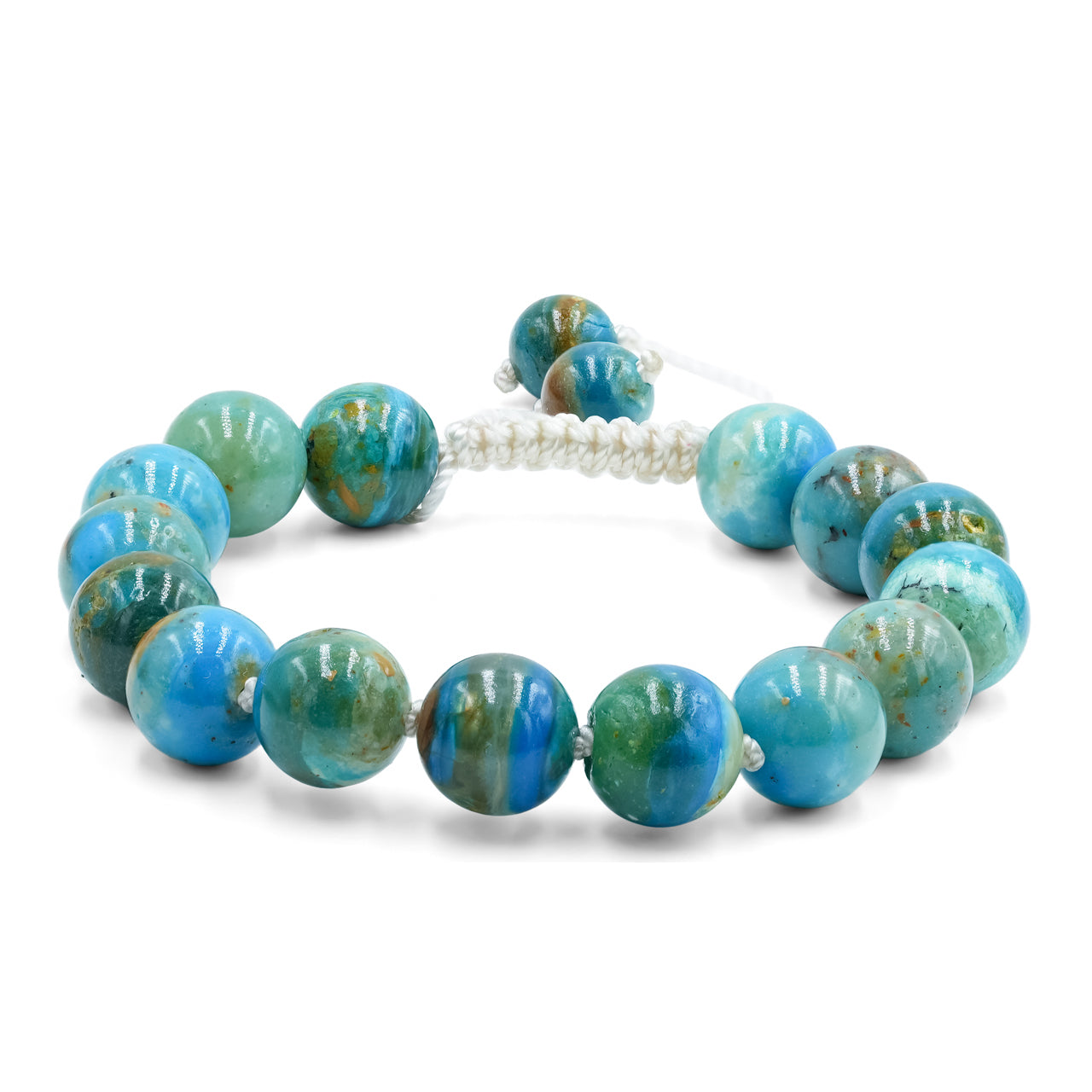 Starborn 10 mm Peruvian Blue Opal Beaded Adjustable Bracelet