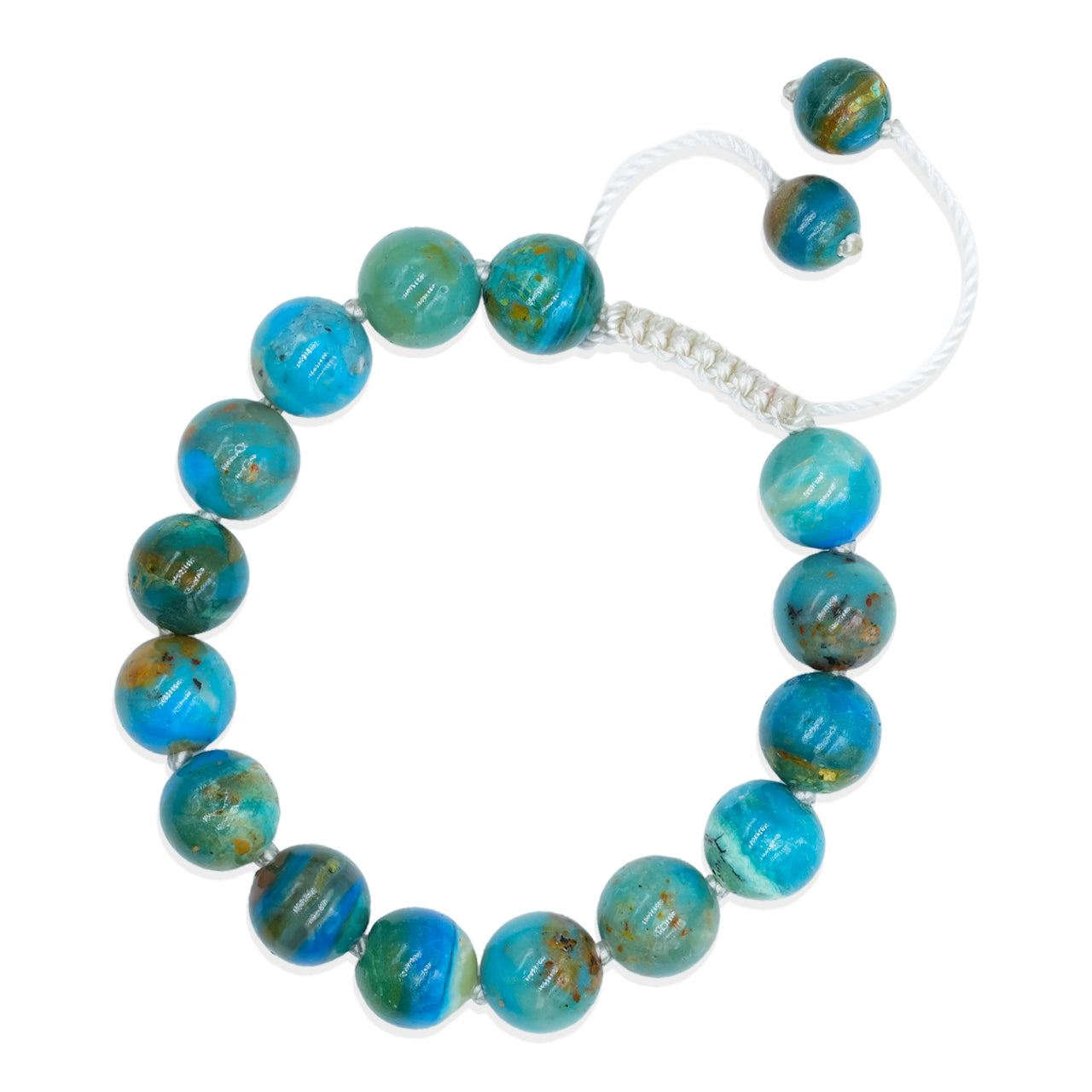 Starborn 10 mm Peruvian Blue Opal Beaded Adjustable Bracelet