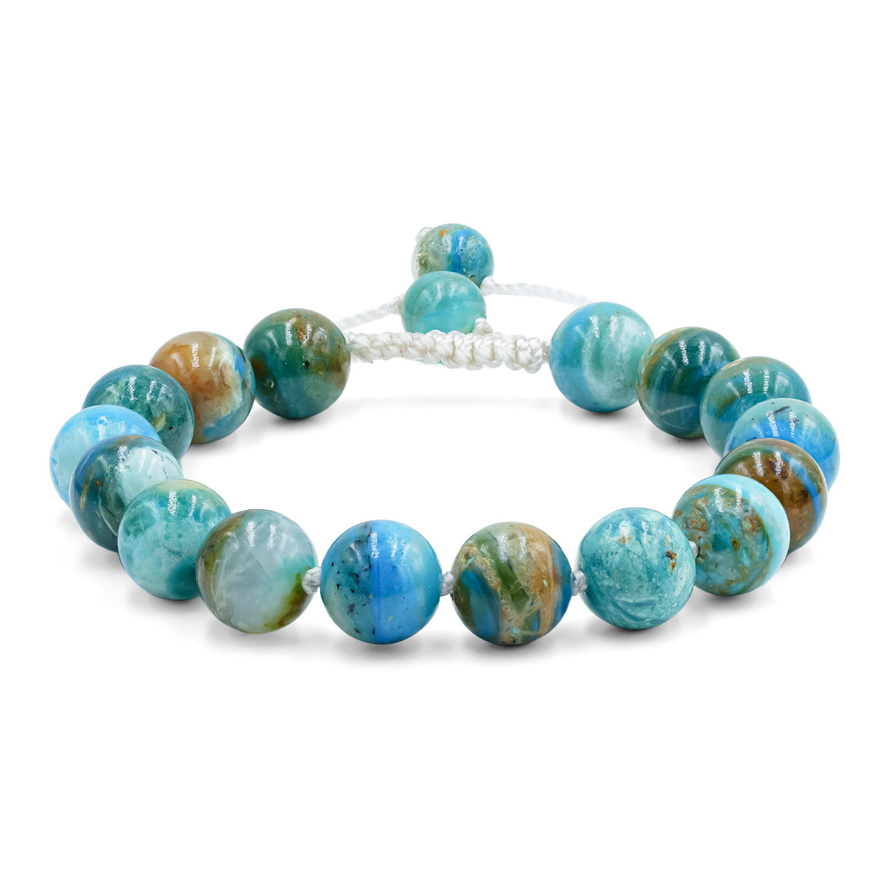 Starborn 10 mm Peruvian Blue Opal Beaded Adjustable Bracelet