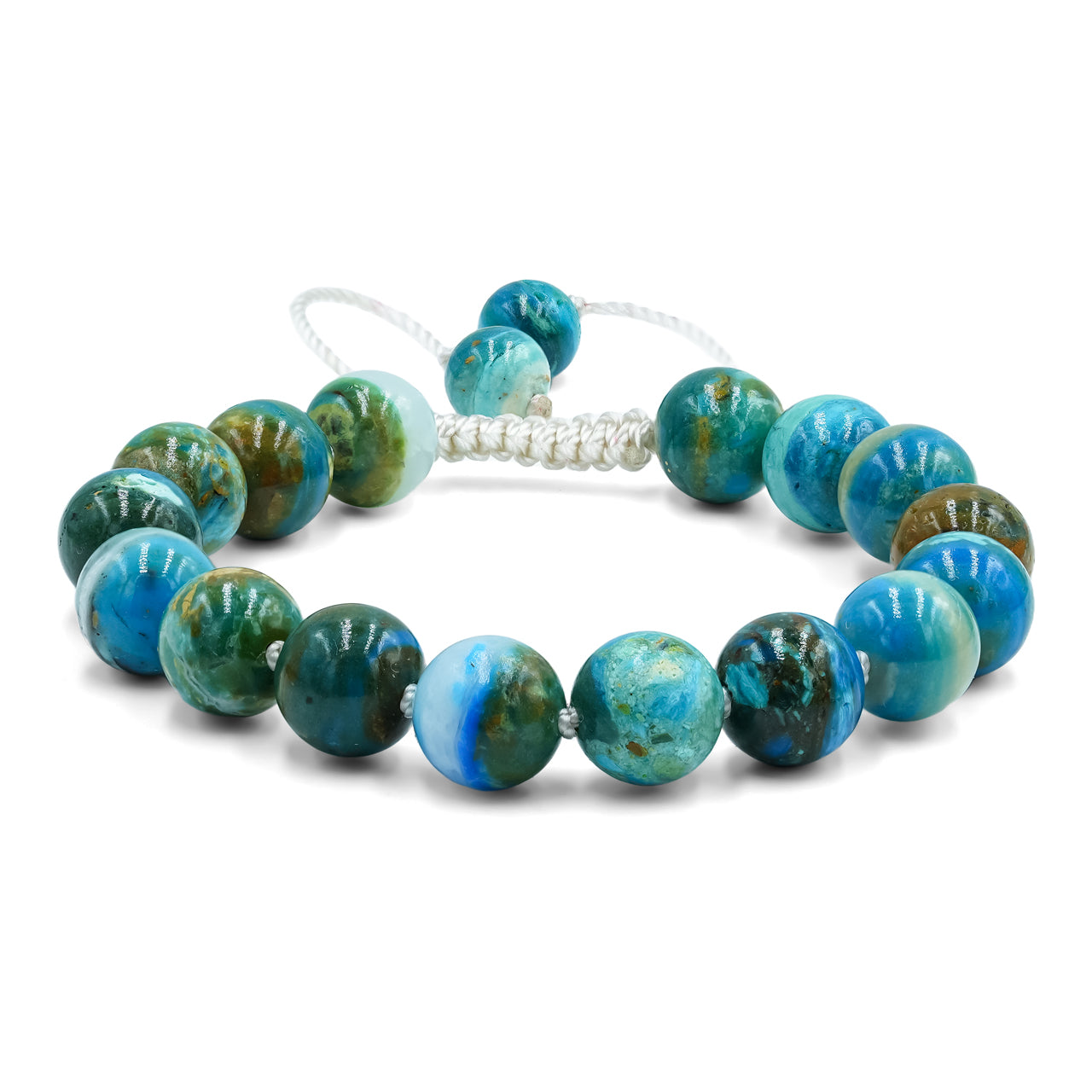 Starborn 10 mm Peruvian Blue Opal Beaded Adjustable Bracelet