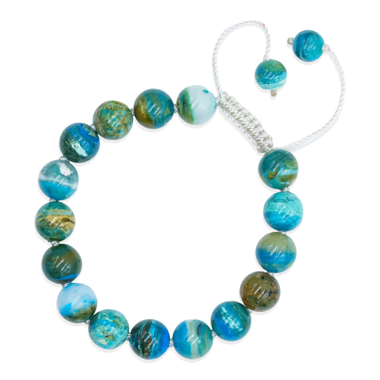 Starborn 10 mm Peruvian Blue Opal Beaded Adjustable Bracelet