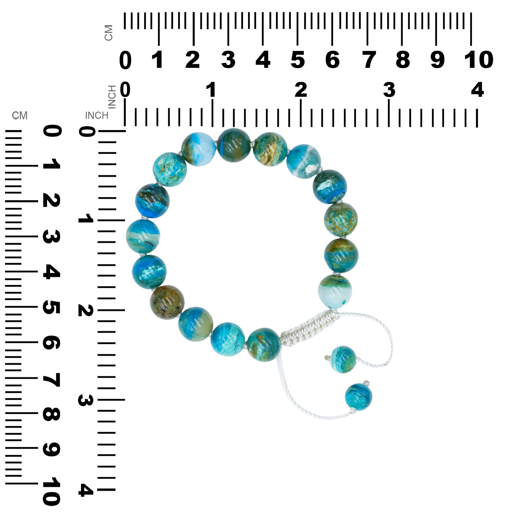 Starborn 10 mm Peruvian Blue Opal Beaded Adjustable Bracelet
