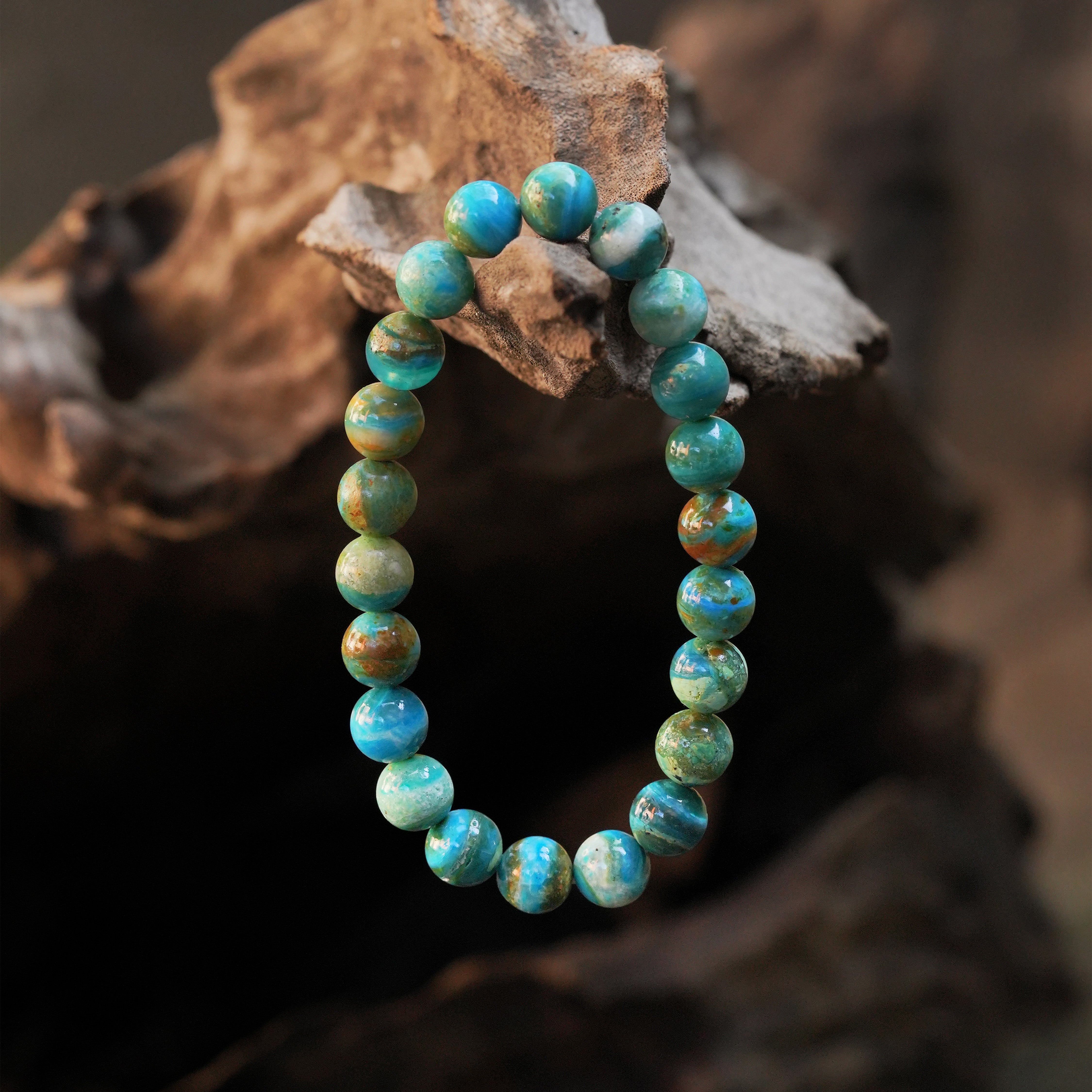 Pulsera elástica de cuentas de ópalo azul peruano Starborn