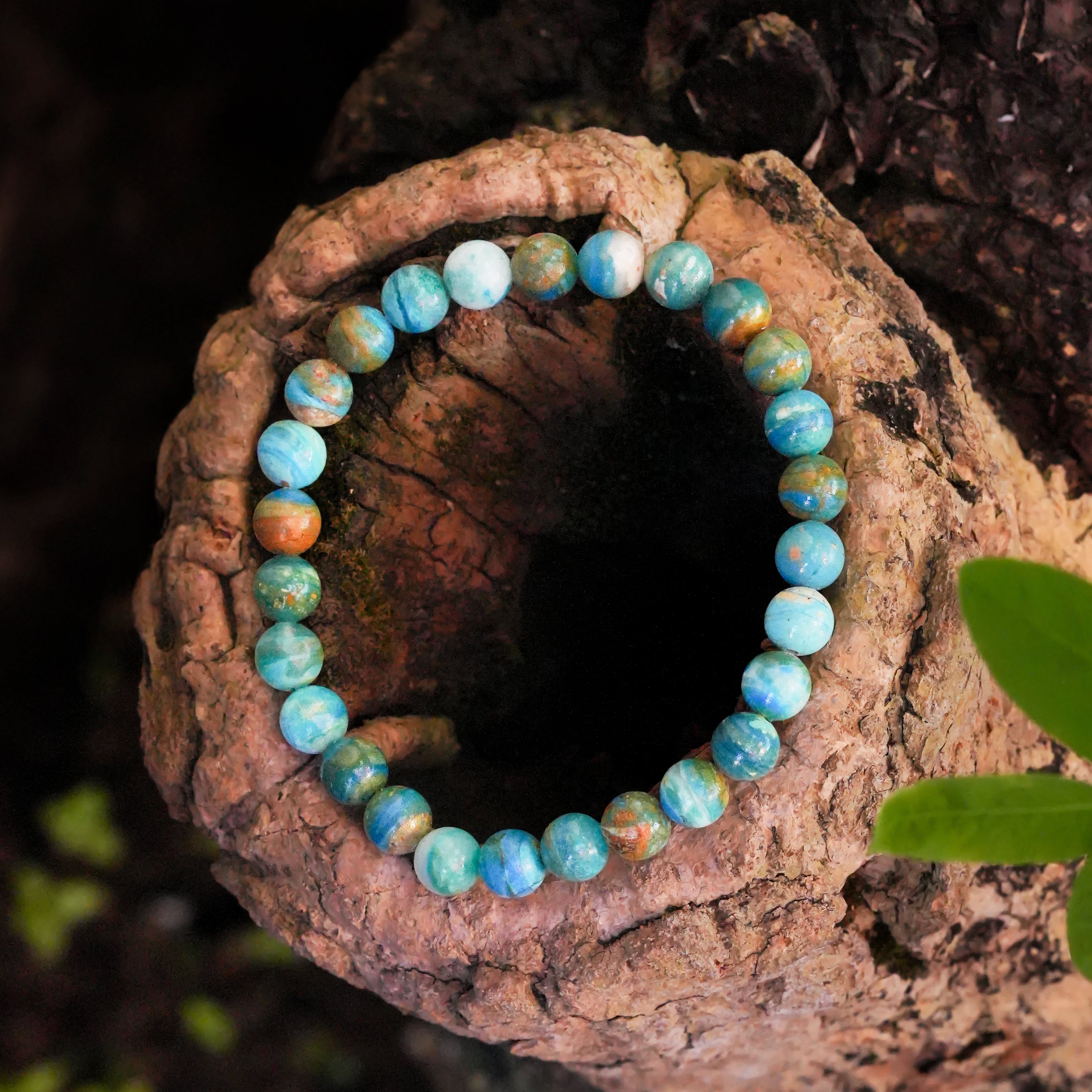 Starborn Peruvian Blue Opal Elastic Beaded Bracelet