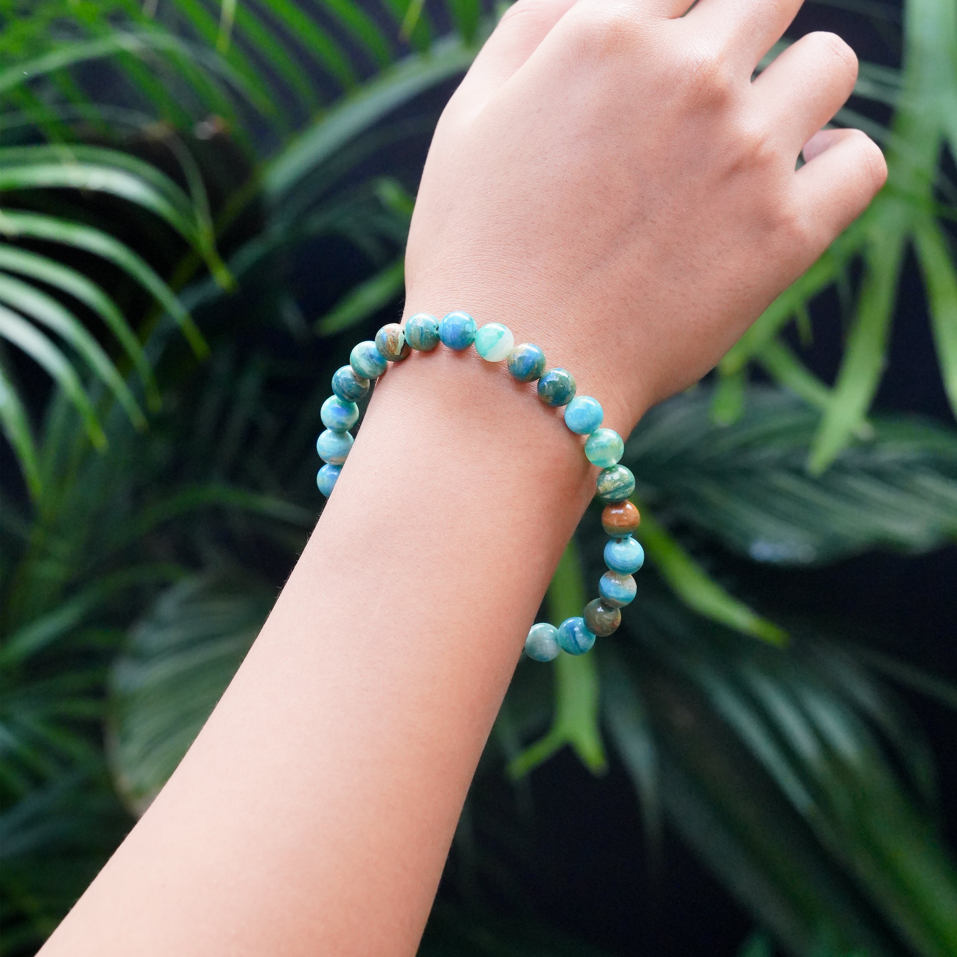 Starborn Peruvian Blue Opal Elastic Beaded Bracelet